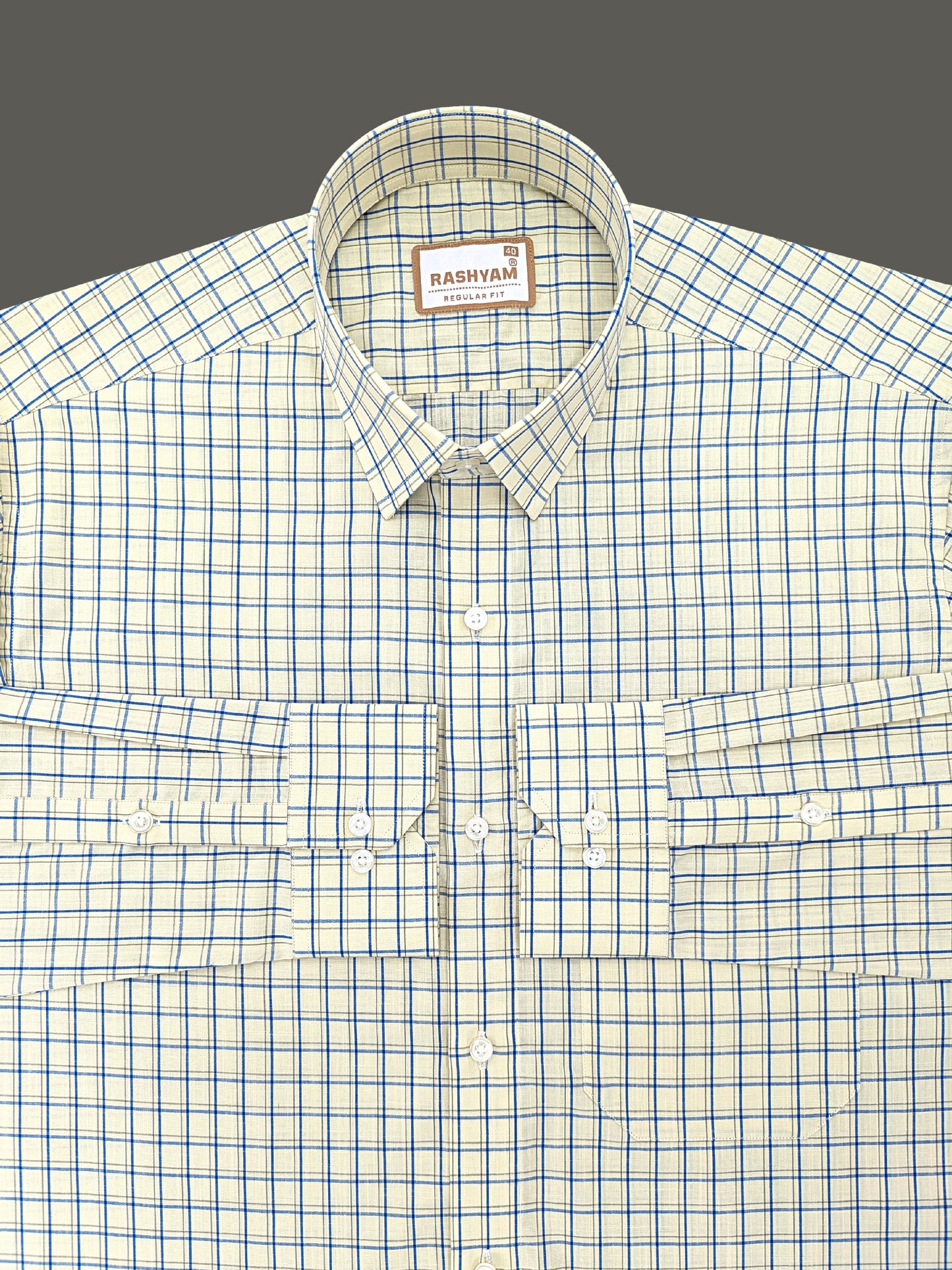 Atrani Premium Cotton Blue Checks On Cream Formal Shirt For men