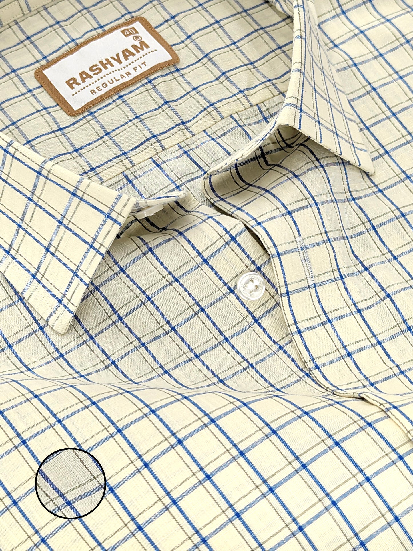 Atrani Premium Cotton Blue Checks On Cream Formal Shirt For men