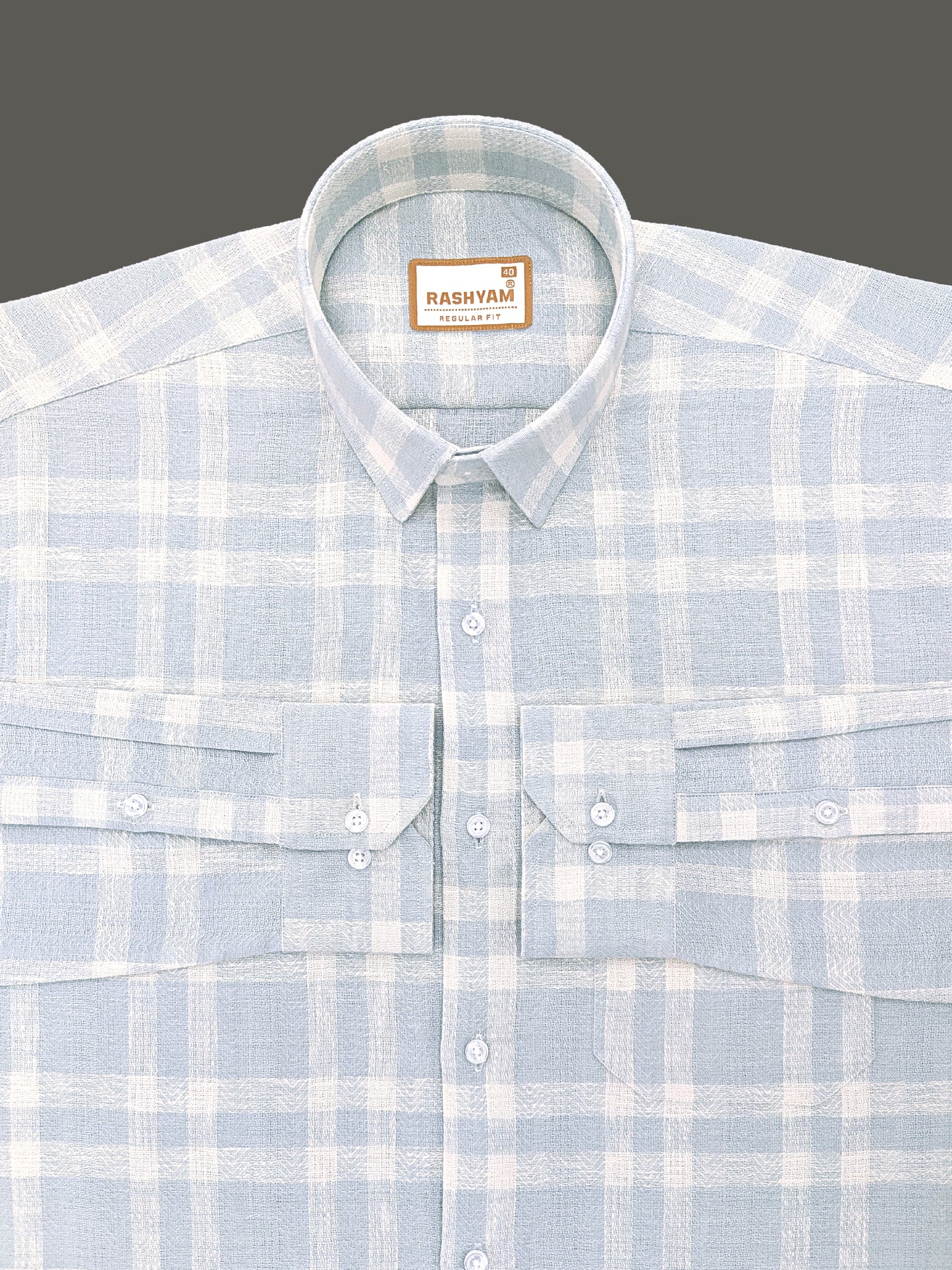 Ceriana Luxurious Italian Linen Cotton Greyish Check On Cream Formal Shirt