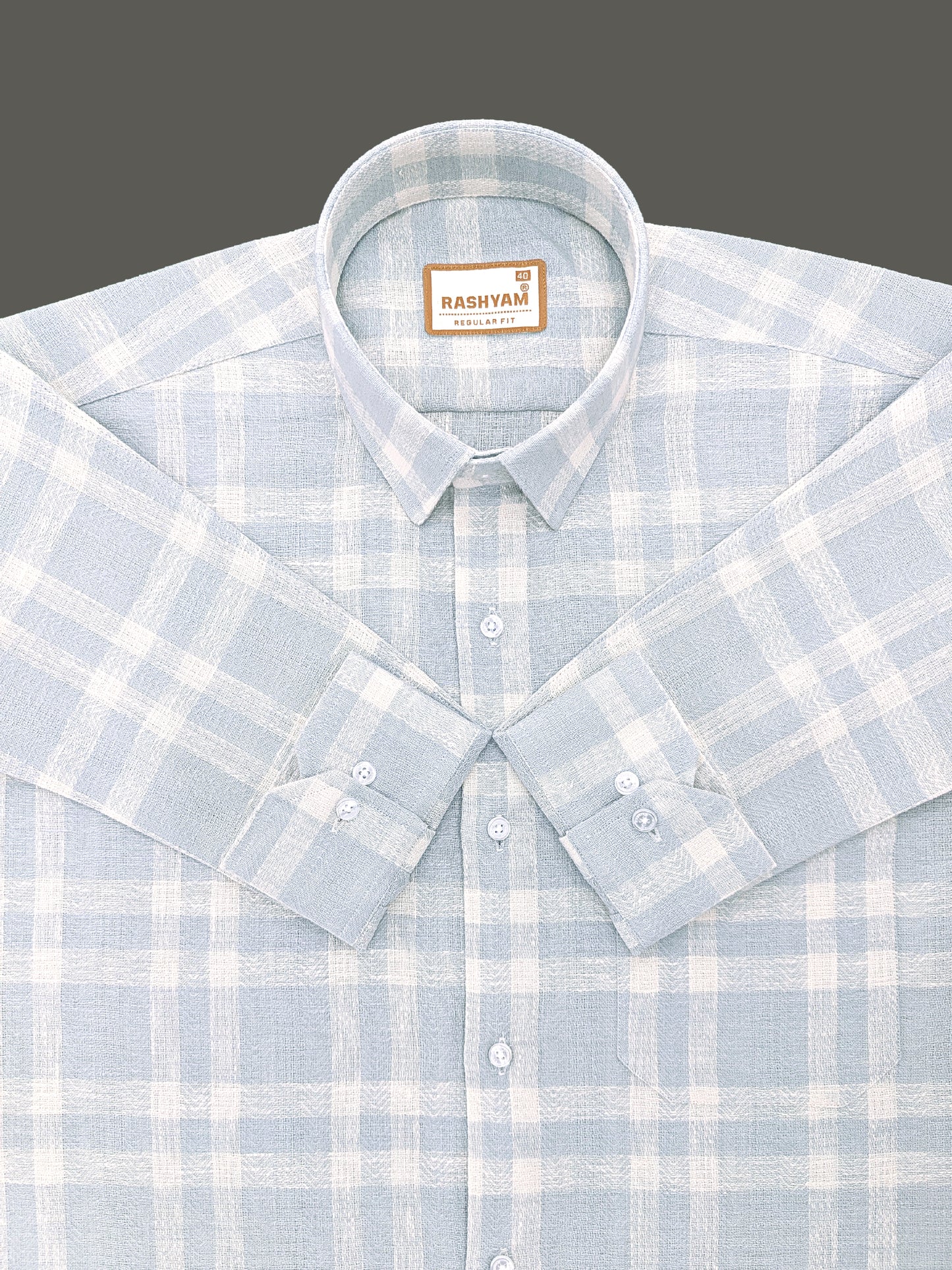 Ceriana Luxurious Italian Linen Cotton Greyish Check On Cream Formal Shirt