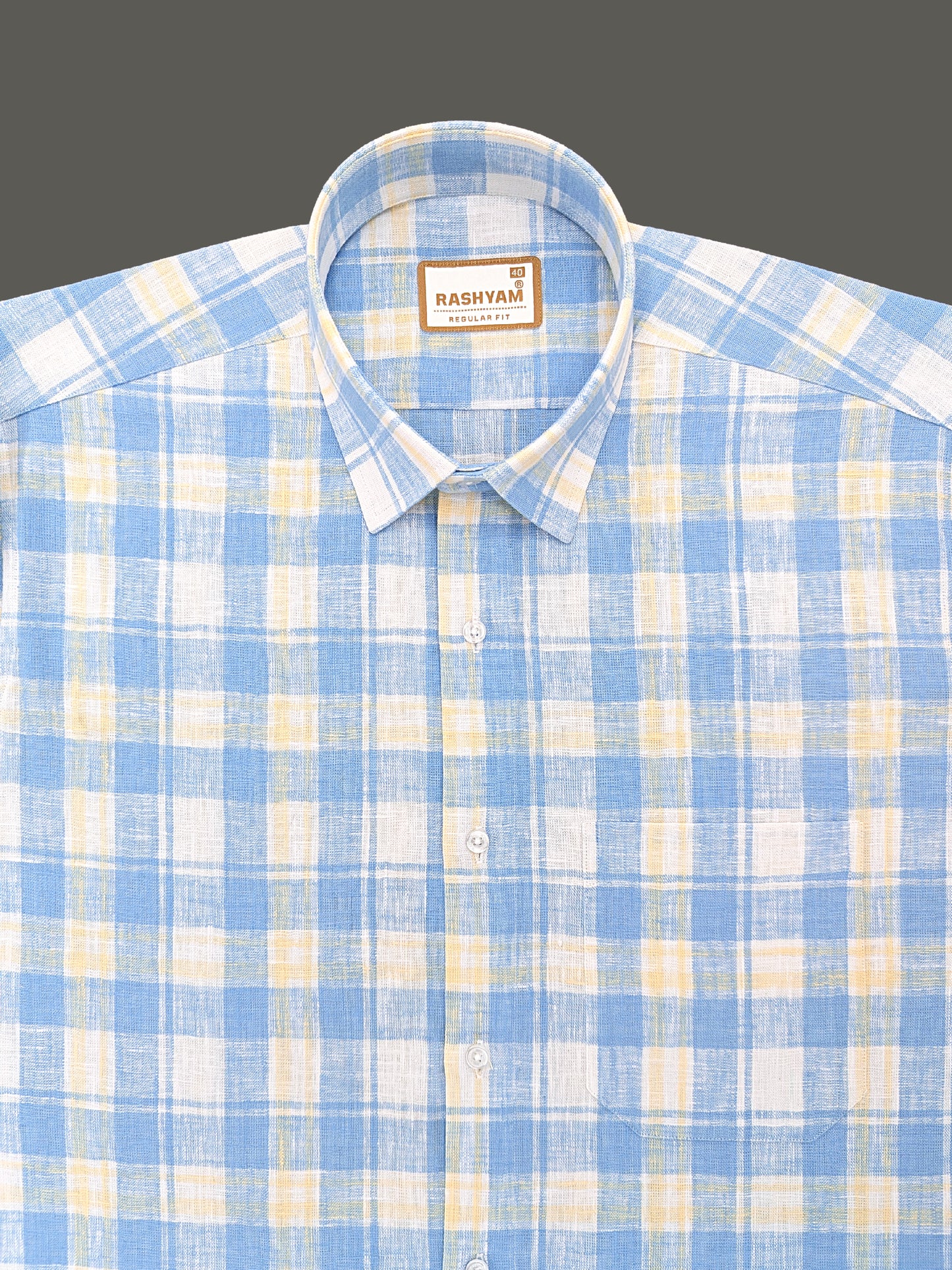 Ceriana Luxurious Italian Linen Blue with Yellow Checks Formal Shirt
