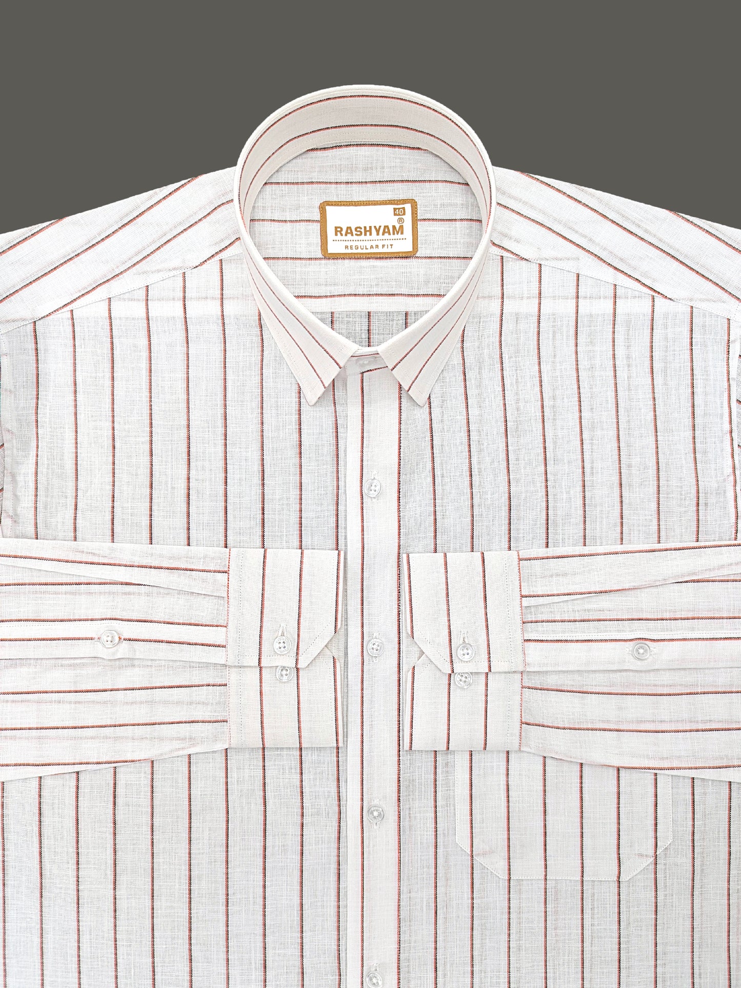 Arezzo Italian Premium Linen Red With Black Mix Line Formal Shirt For Men