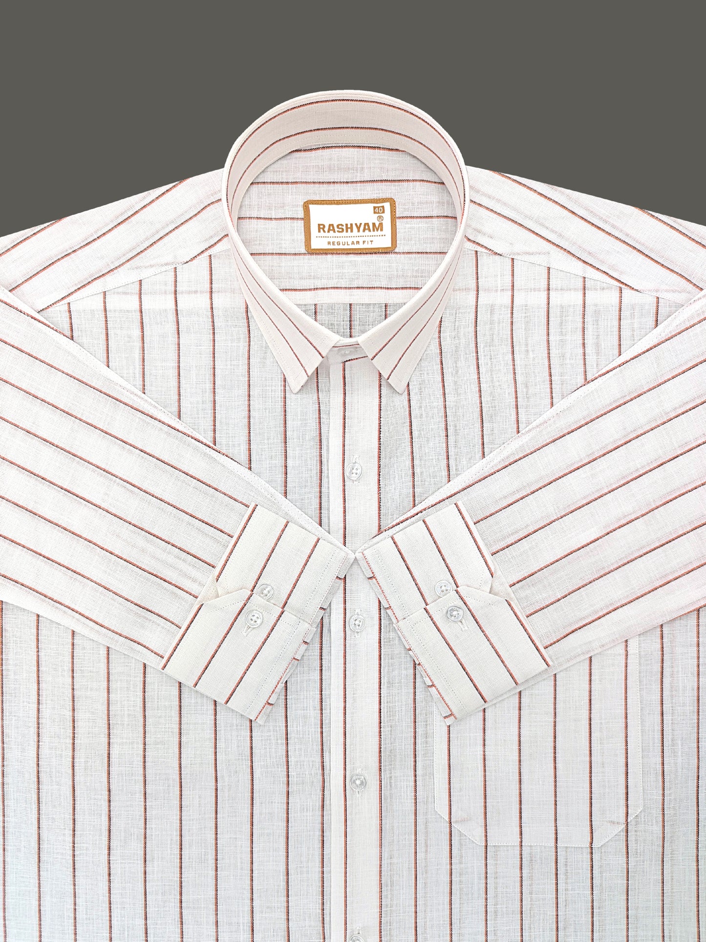 Arezzo Italian Premium Linen Red With Black Mix Line Formal Shirt For Men