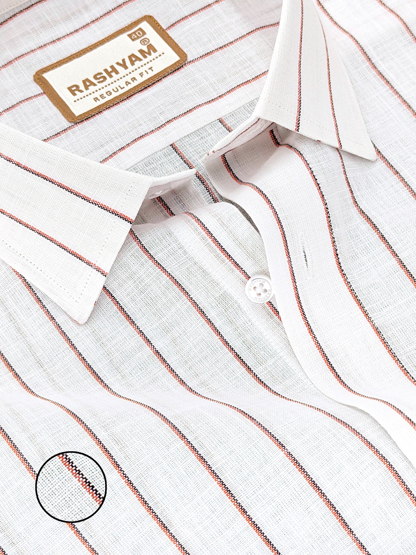 Arezzo Italian Premium Linen Red With Black Mix Line Formal Shirt For Men