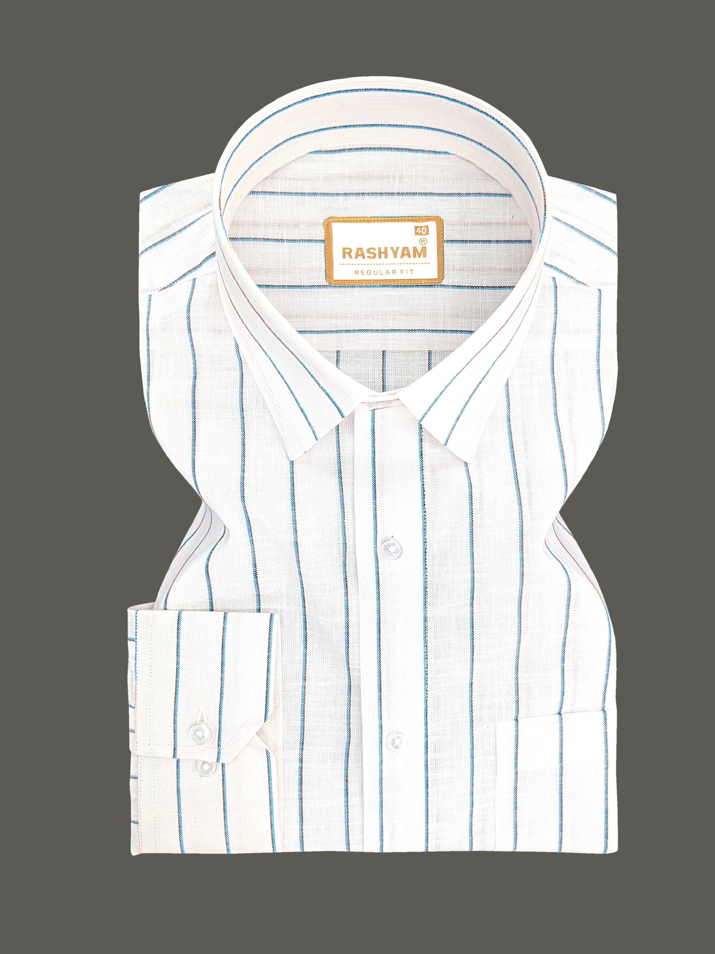 Arezzo Italian Premium Linen Blue With Black Mix Line Formal Shirt For Men