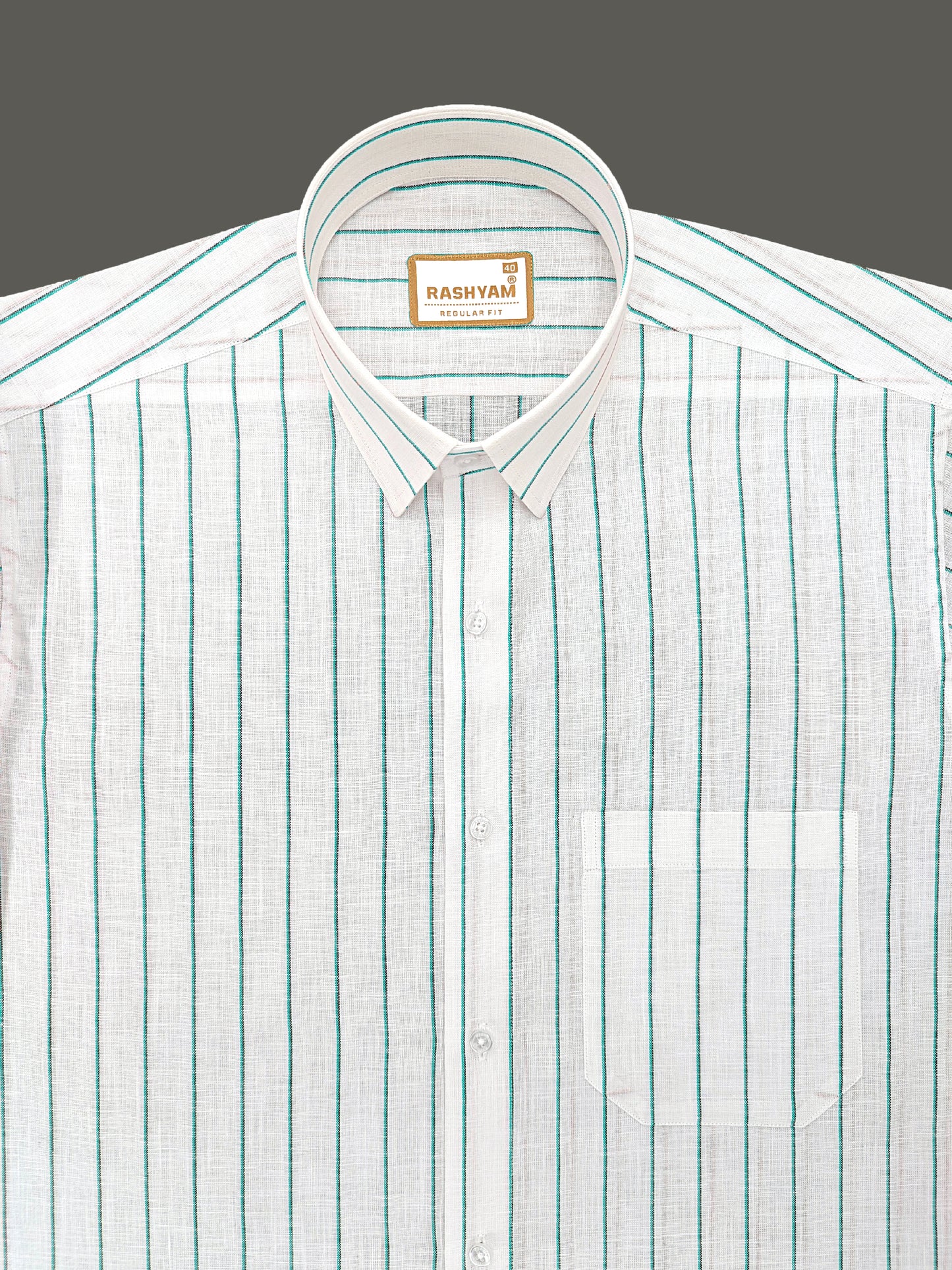 Arezzo Italian Premium Linen Aqua With Black Mix Line Formal Shirt For Men