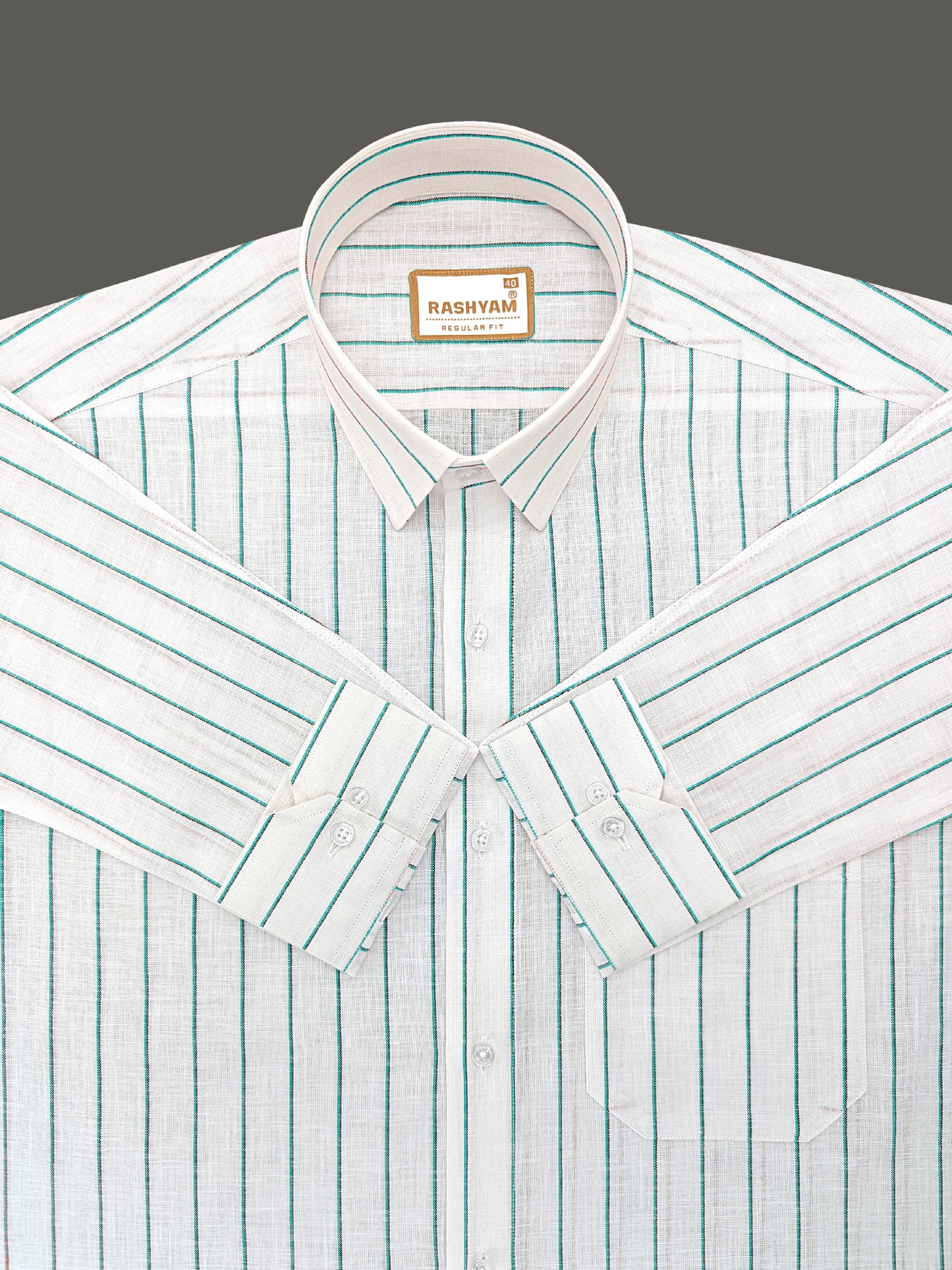 Arezzo Italian Premium Linen Aqua With Black Mix Line Formal Shirt For Men