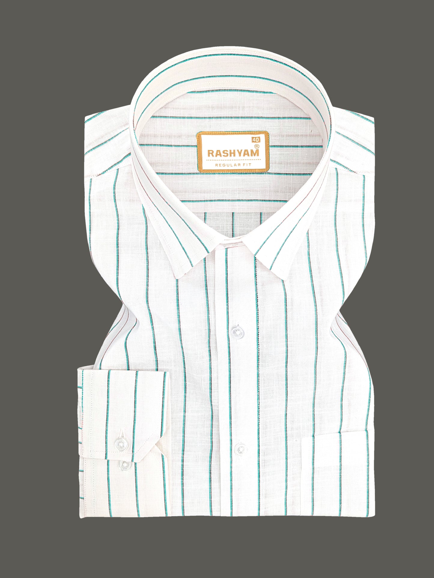Arezzo Italian Premium Linen Aqua With Black Mix Line Formal Shirt For Men