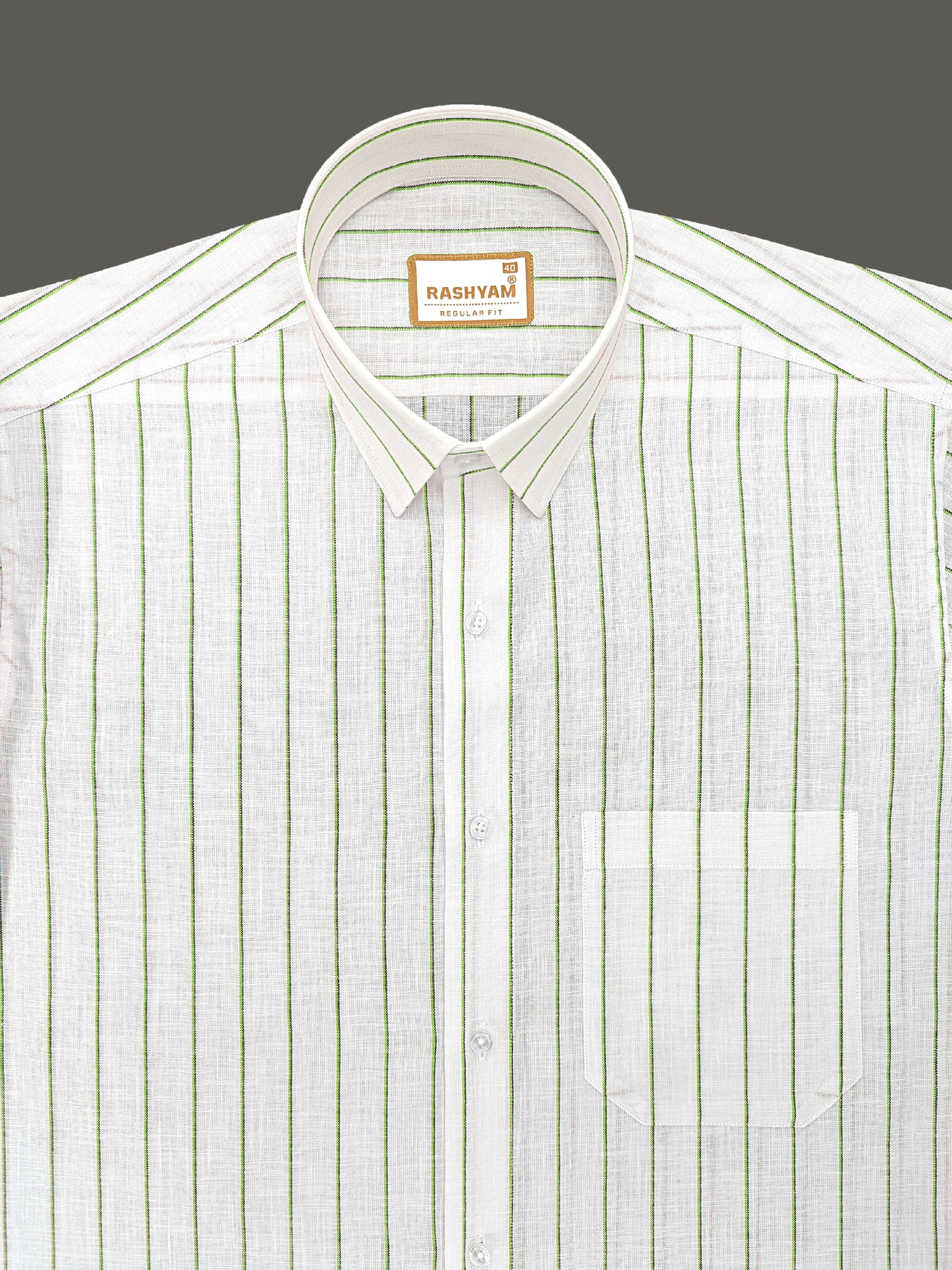 Arezzo Italian Premium Linen Green With Black Mix Line Formal Shirt For Men