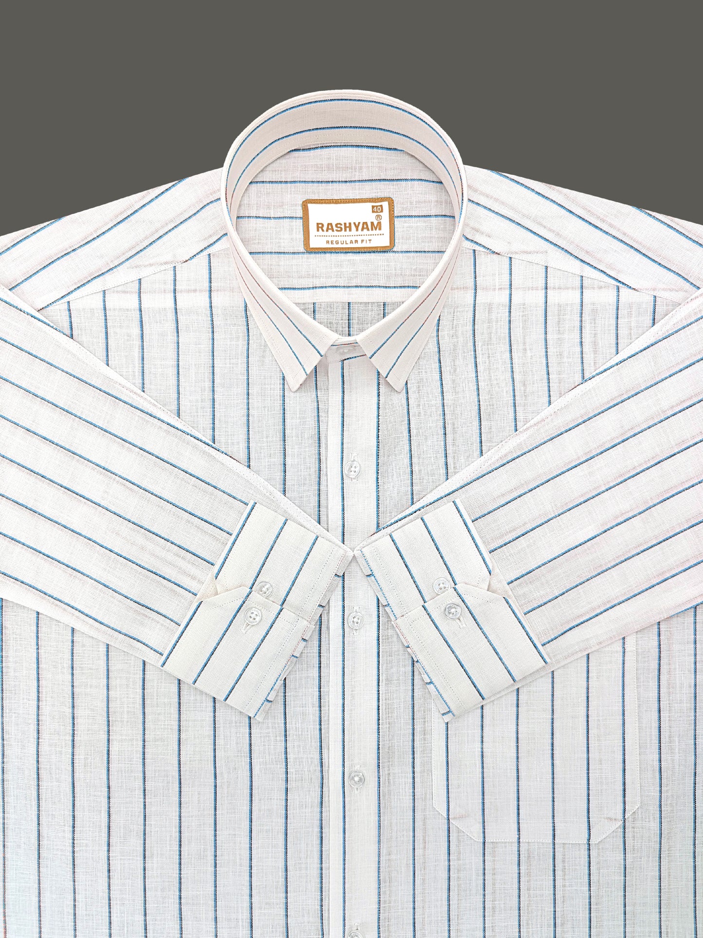 Arezzo Italian Premium Linen Blue With Black Mix Line Formal Shirt For Men