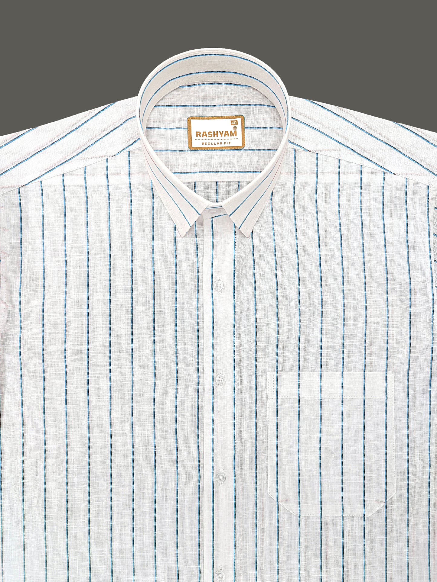 Arezzo Italian Premium Linen Blue With Black Mix Line Formal Shirt For Men