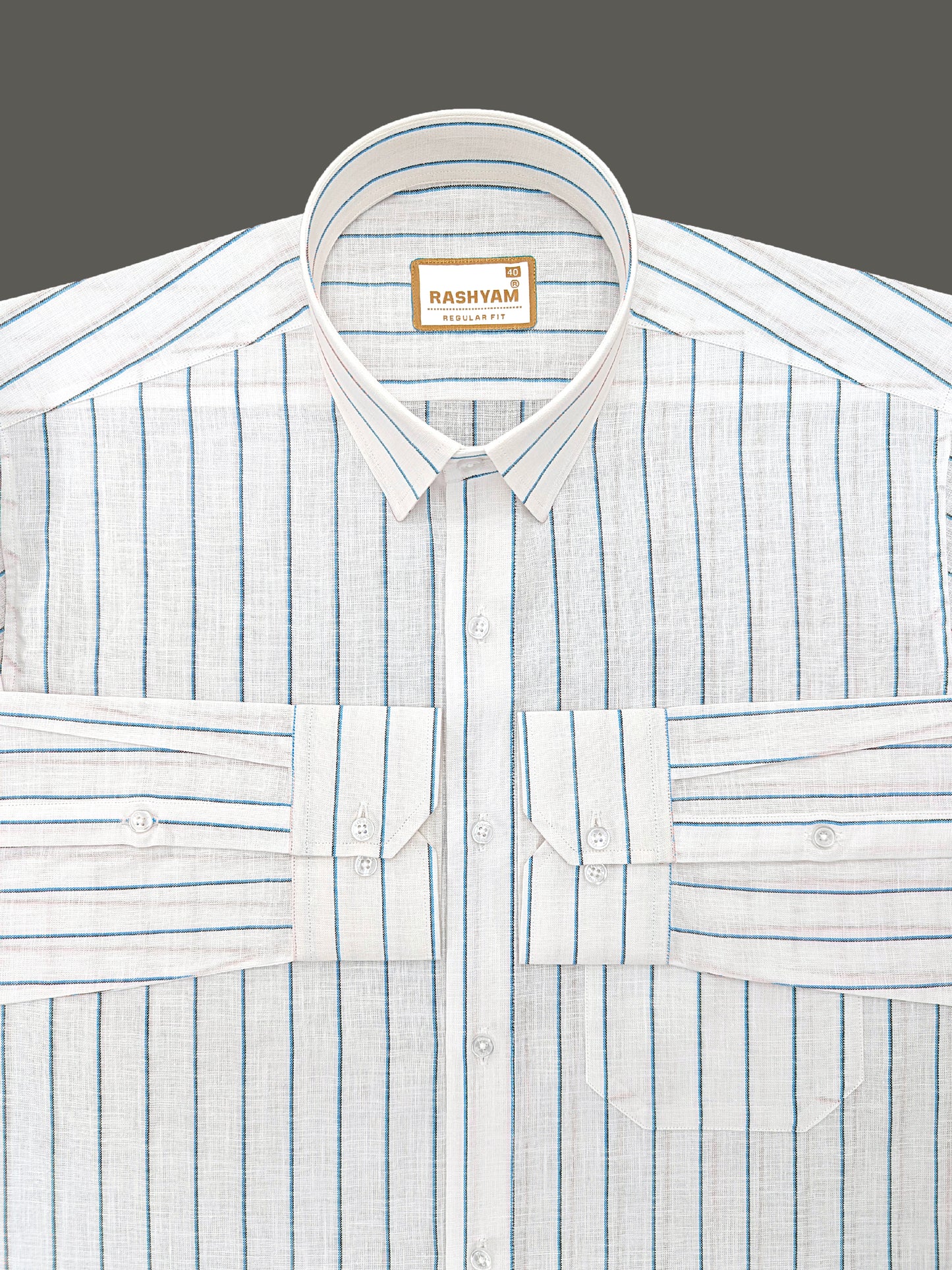 Arezzo Italian Premium Linen Blue With Black Mix Line Formal Shirt For Men