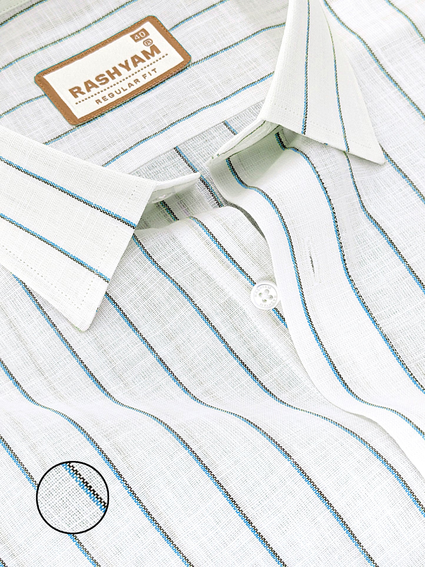 Arezzo Italian Premium Linen Blue With Black Mix Line Formal Shirt For Men