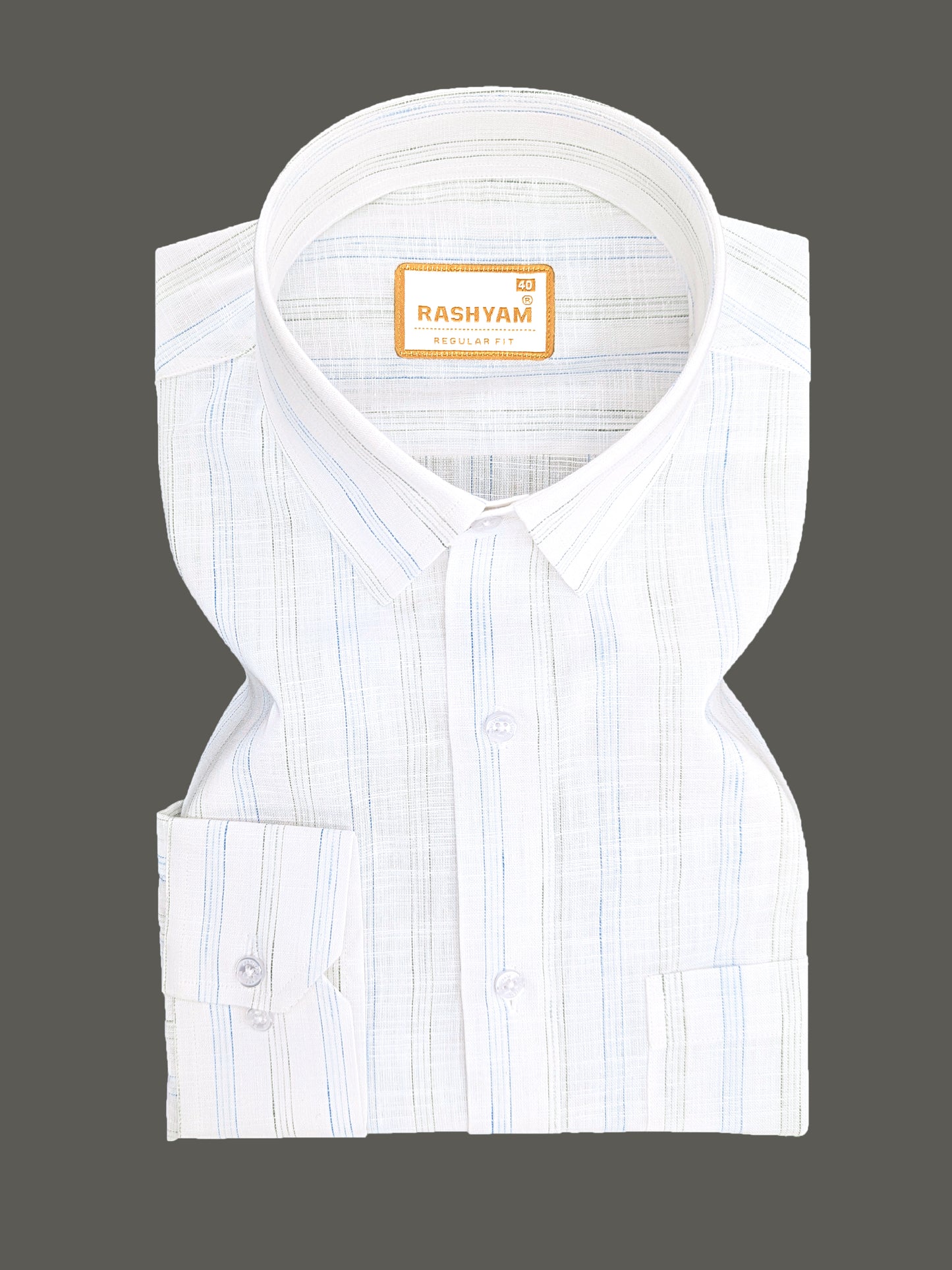 Rashyam Genoa Premium Linen Cotton Blue with Black Multi Stipe Formal Shirt