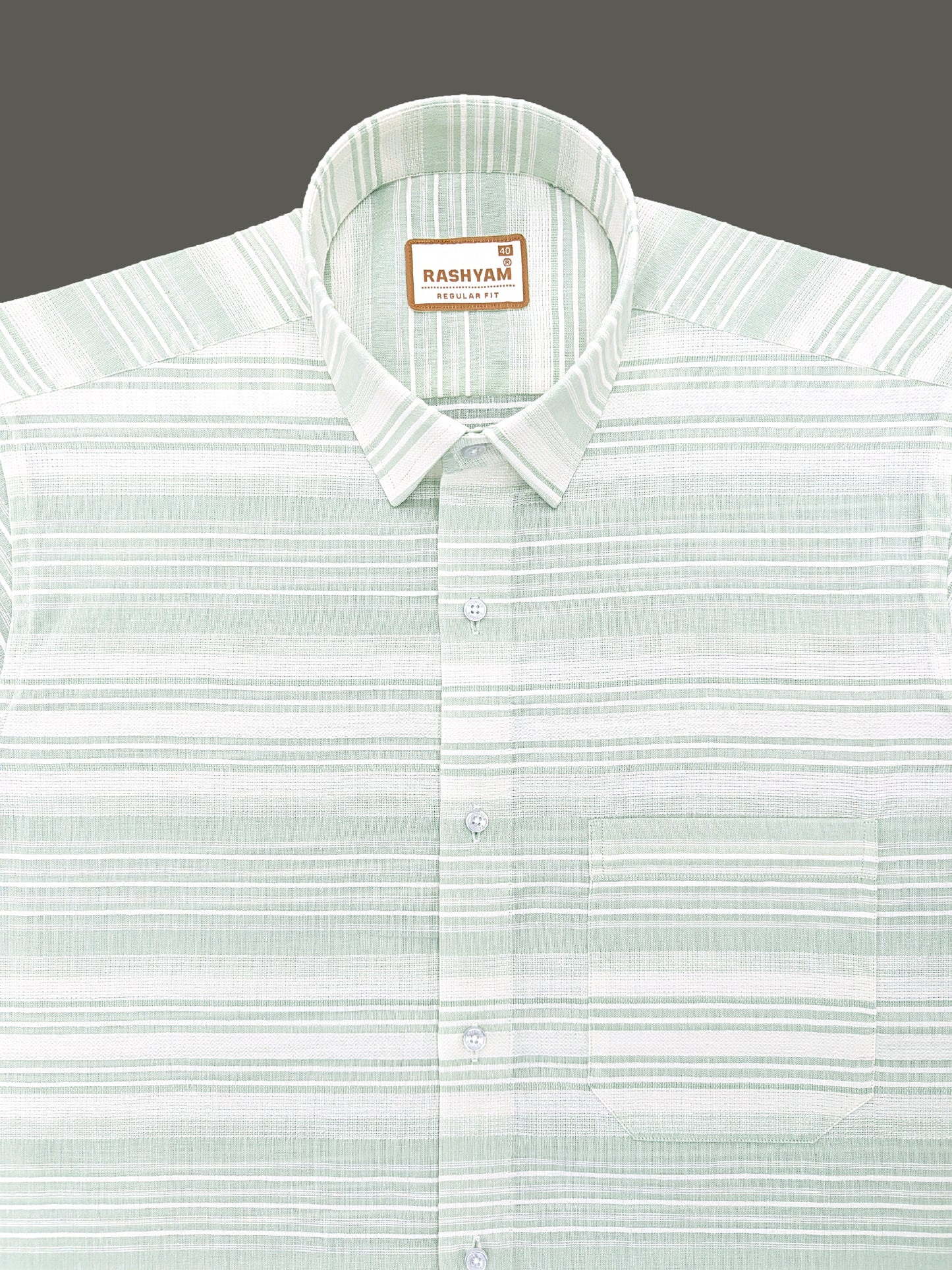 Rashyam Luxurious Linen Cotton Ice Green Stripe Formal Shirt