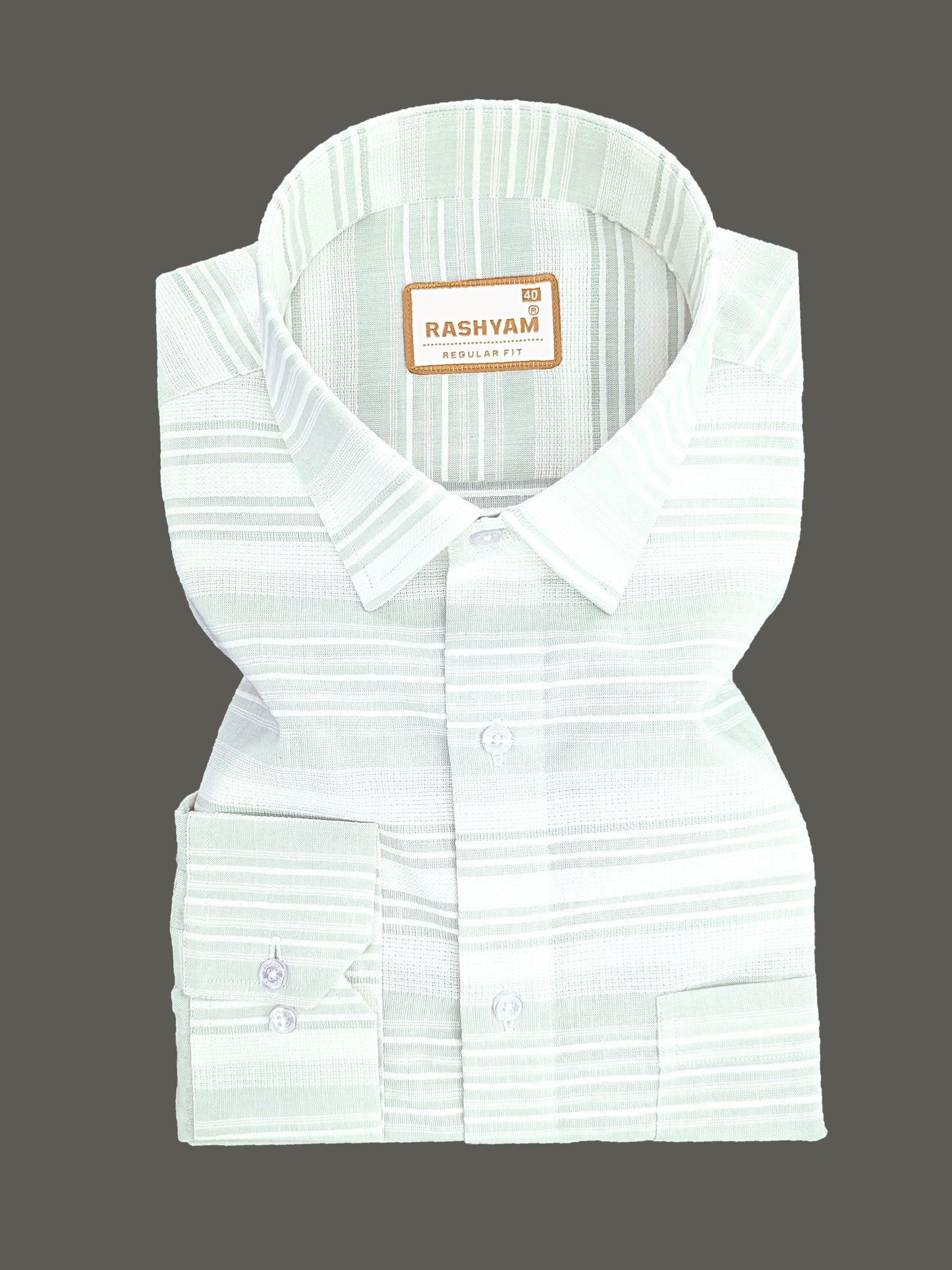Rashyam Luxurious Linen Cotton Ice Green Stripe Formal Shirt
