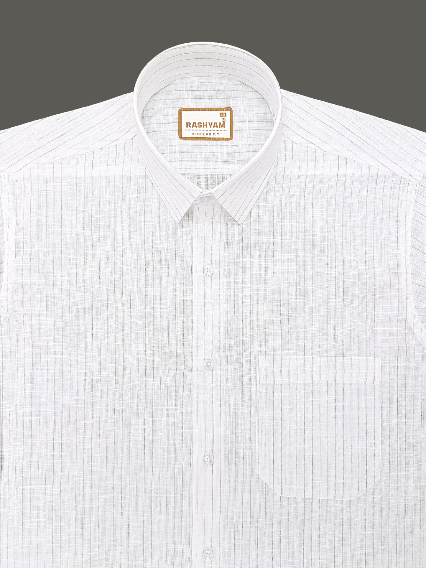 Rashyam Genoa Premium Linen Cotton Greyish Multi Stripe Formal Shirt