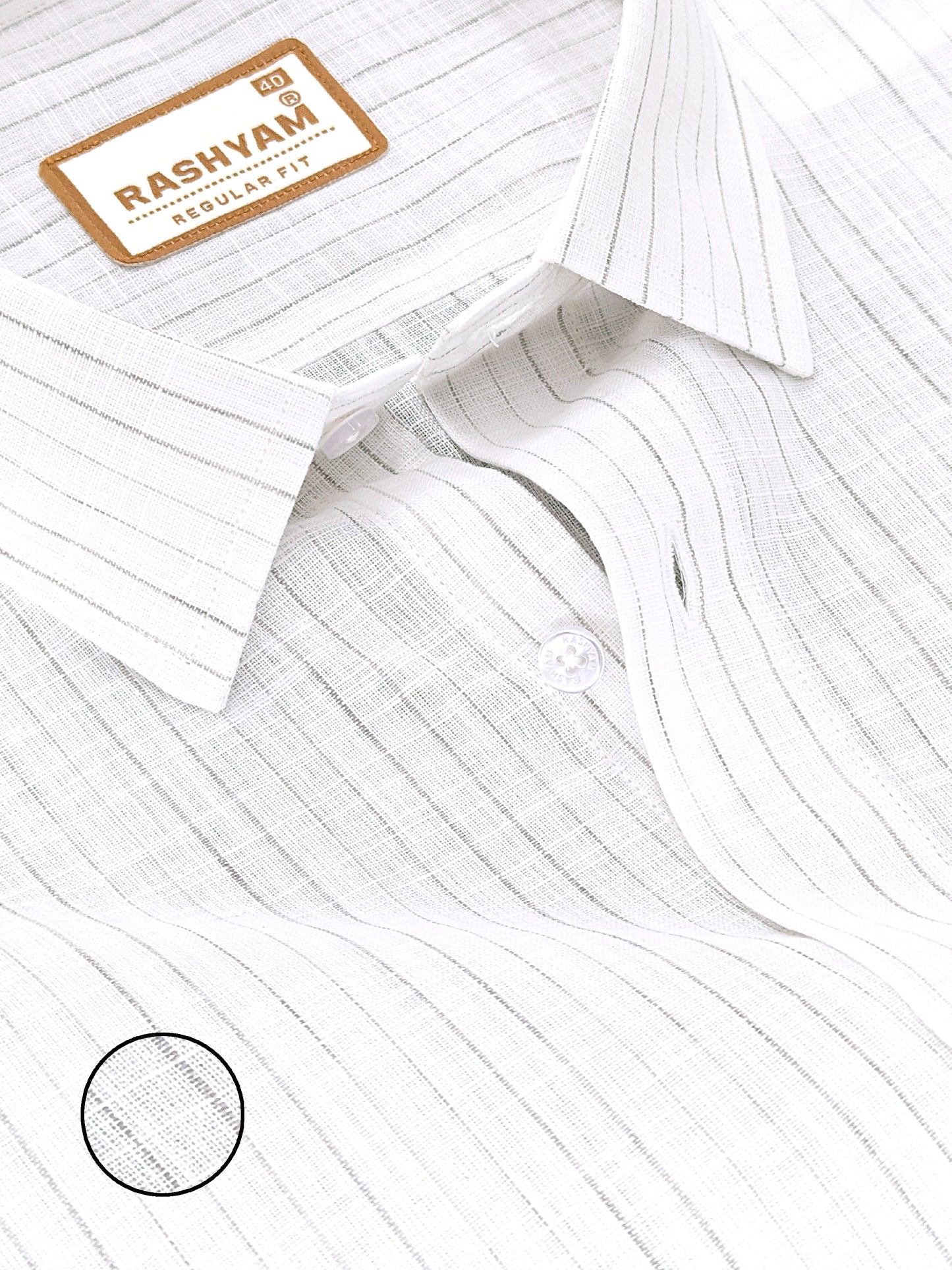 Rashyam Genoa Premium Linen Cotton Greyish Multi Stripe Formal Shirt