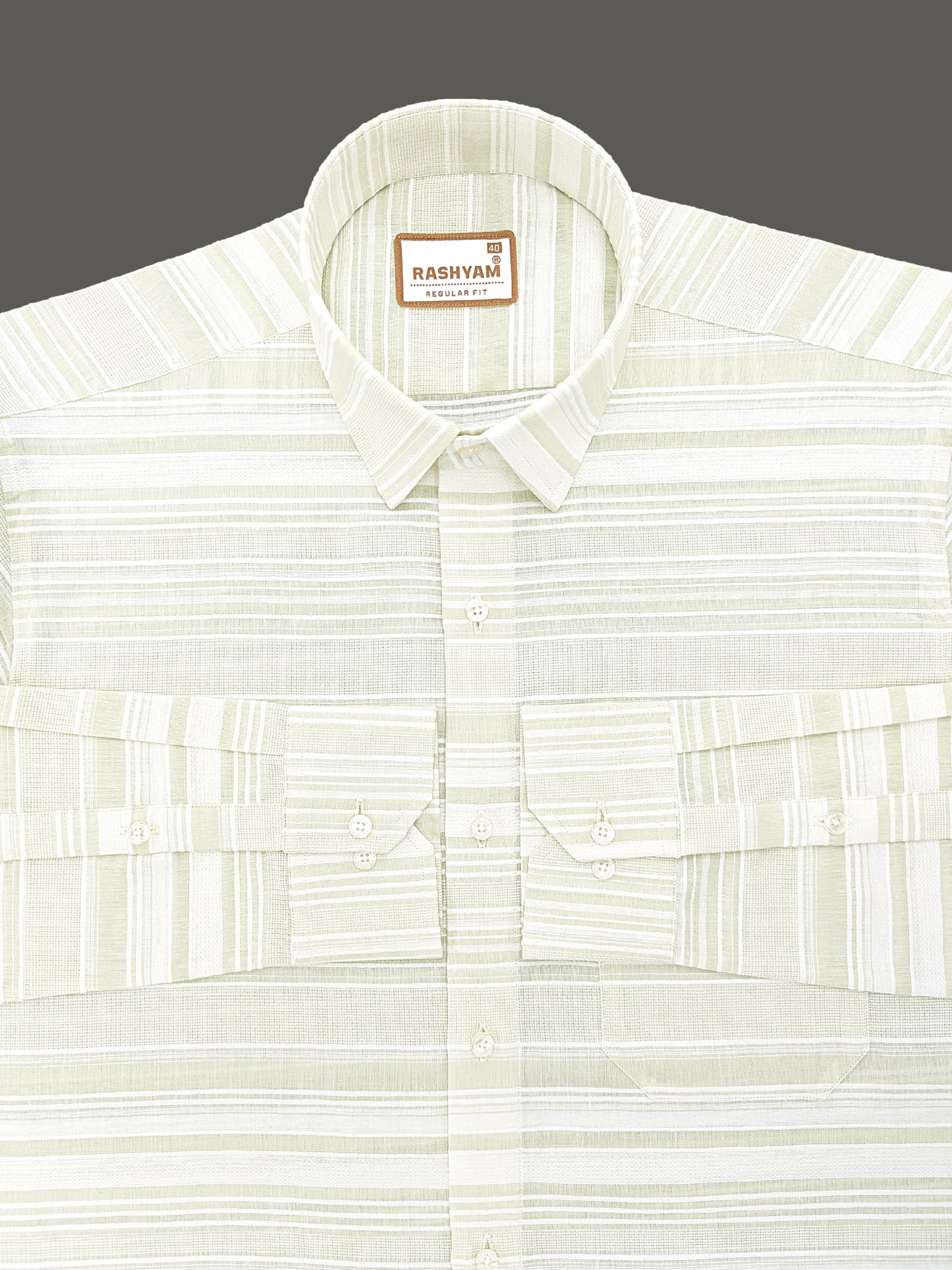 Rashyam Luxurious Linen Cotton Sugar Cane Stripe Formal Shirt