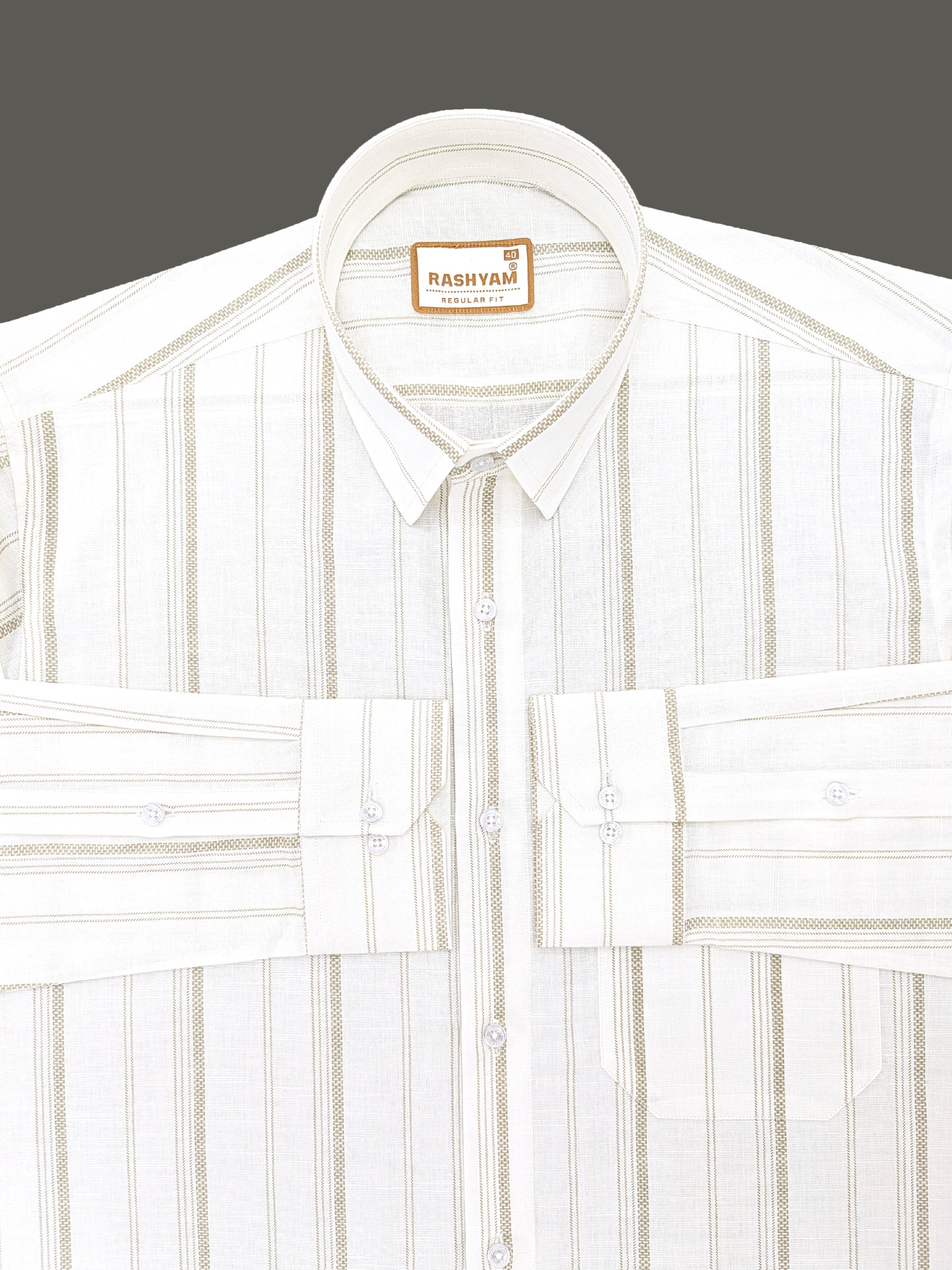 Rashyam Genoa Premium Linen Cotton Brown Designer White Formal Shirt