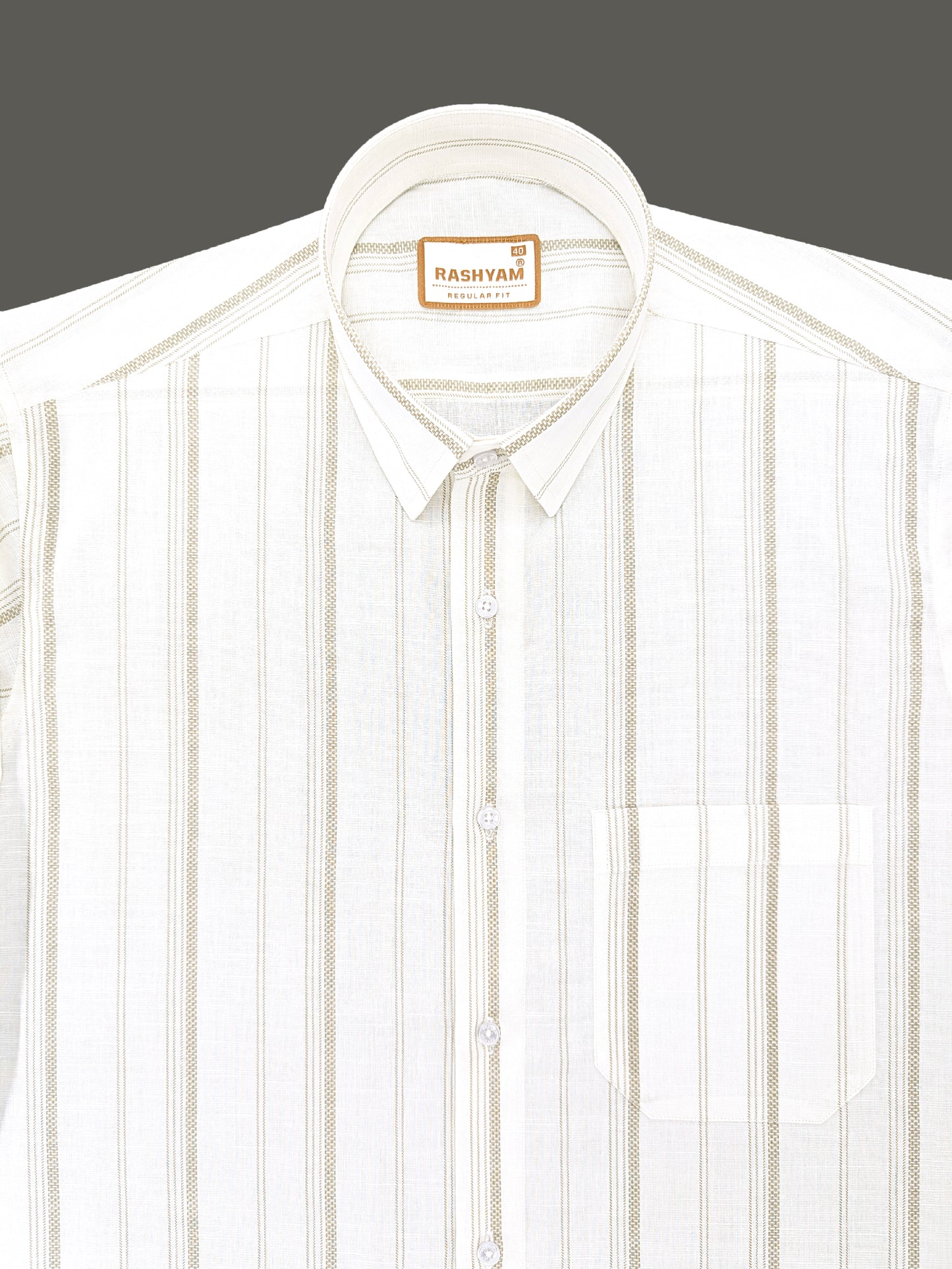 Rashyam Genoa Premium Linen Cotton Brown Designer White Formal Shirt