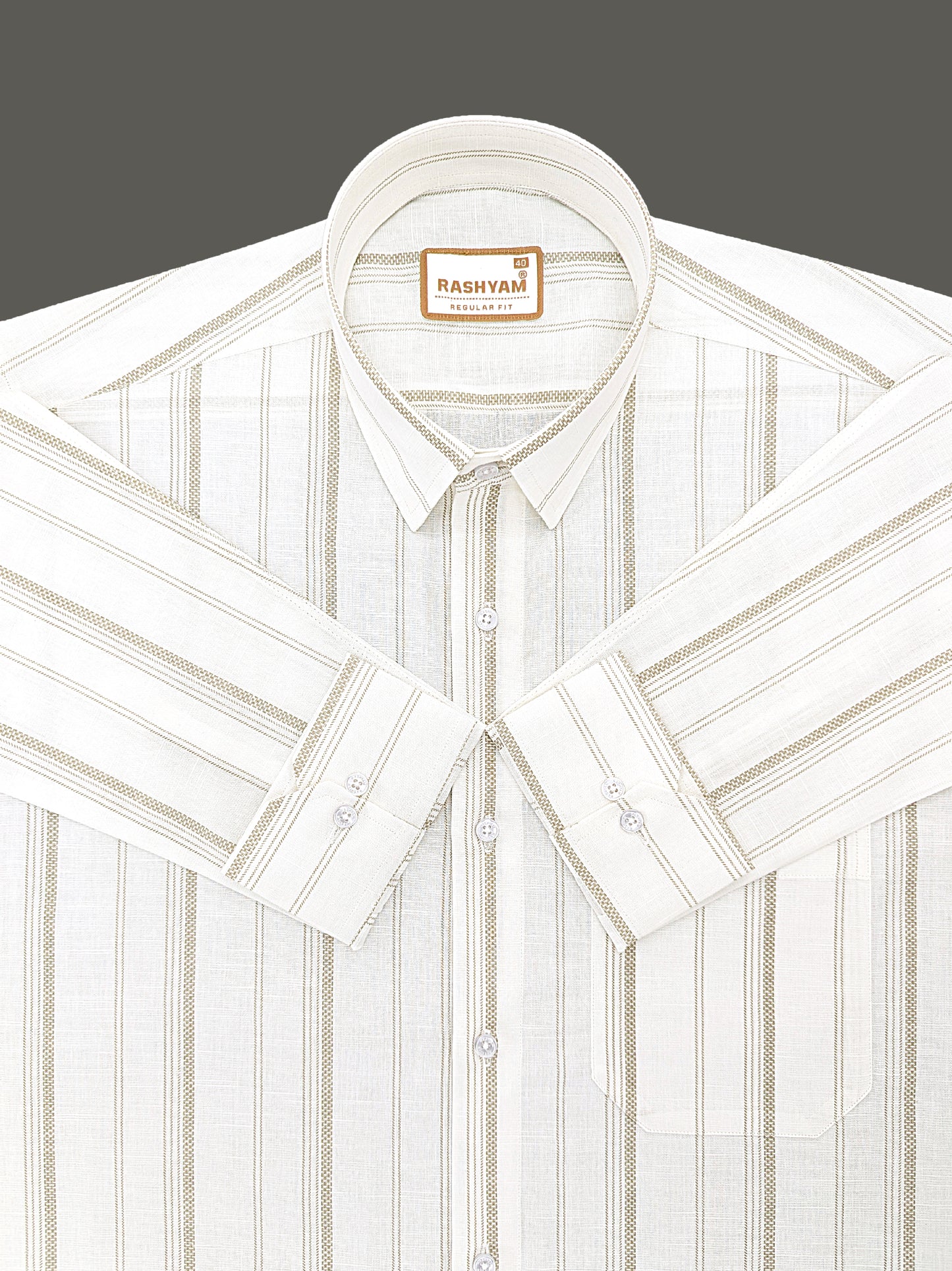 Rashyam Genoa Premium Linen Cotton Brown Designer White Formal Shirt