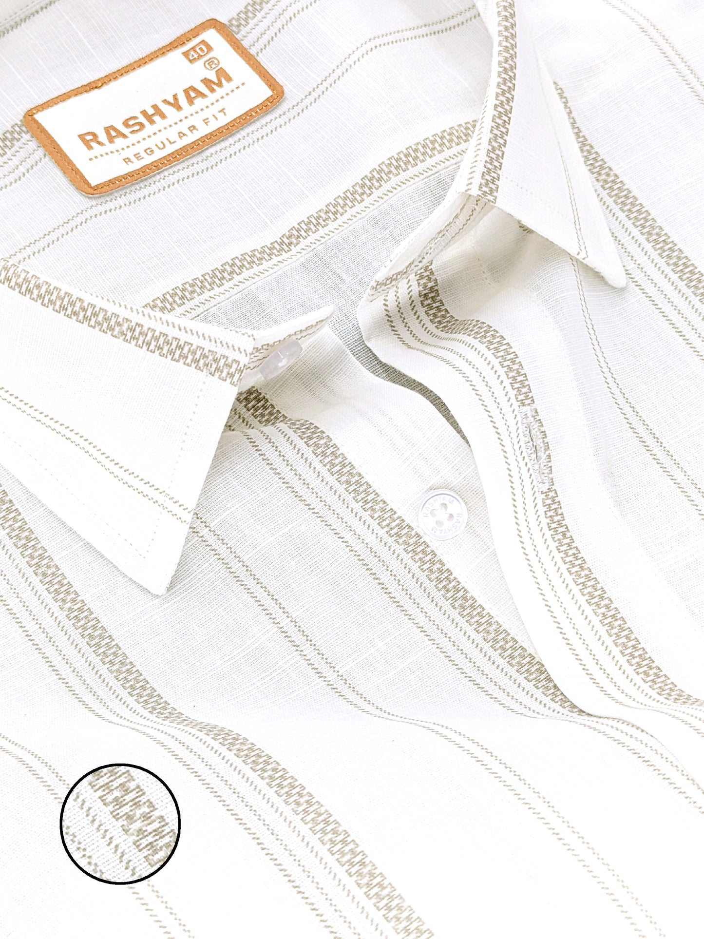 Rashyam Genoa Premium Linen Cotton Brown Designer White Formal Shirt
