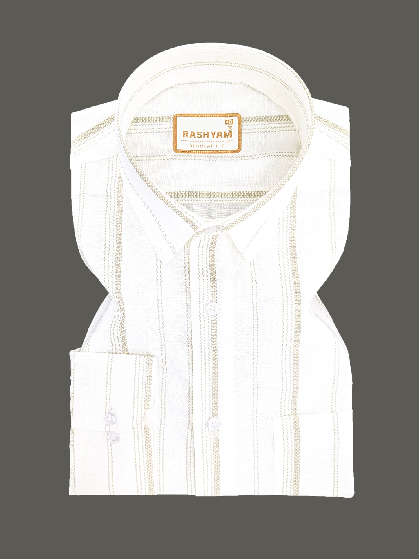 Rashyam Genoa Premium Linen Cotton Brown Designer White Formal Shirt