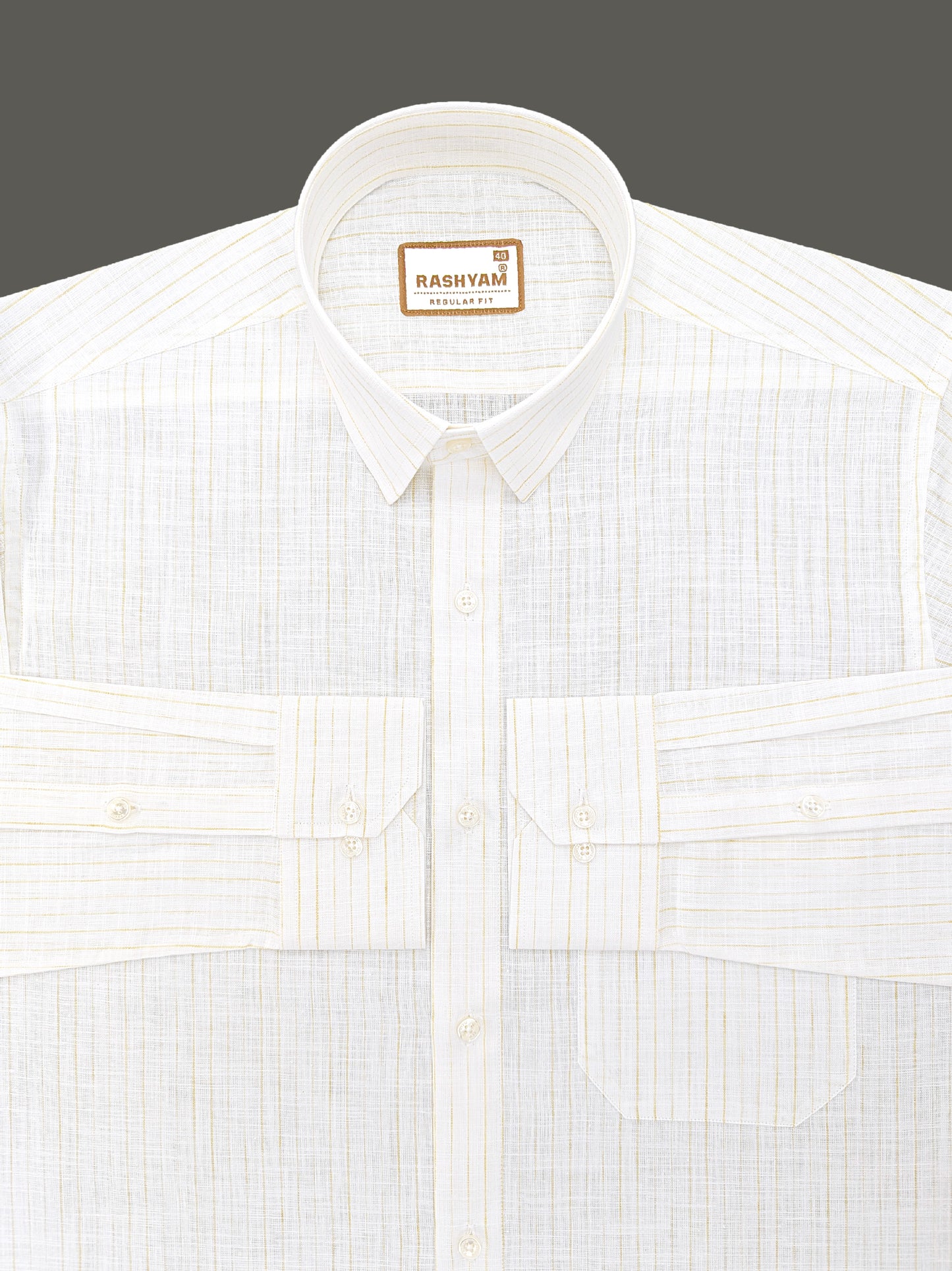 Rashyam Genoa Premium Linen Cotton Yellowish Multi Stripe Formal Shirt