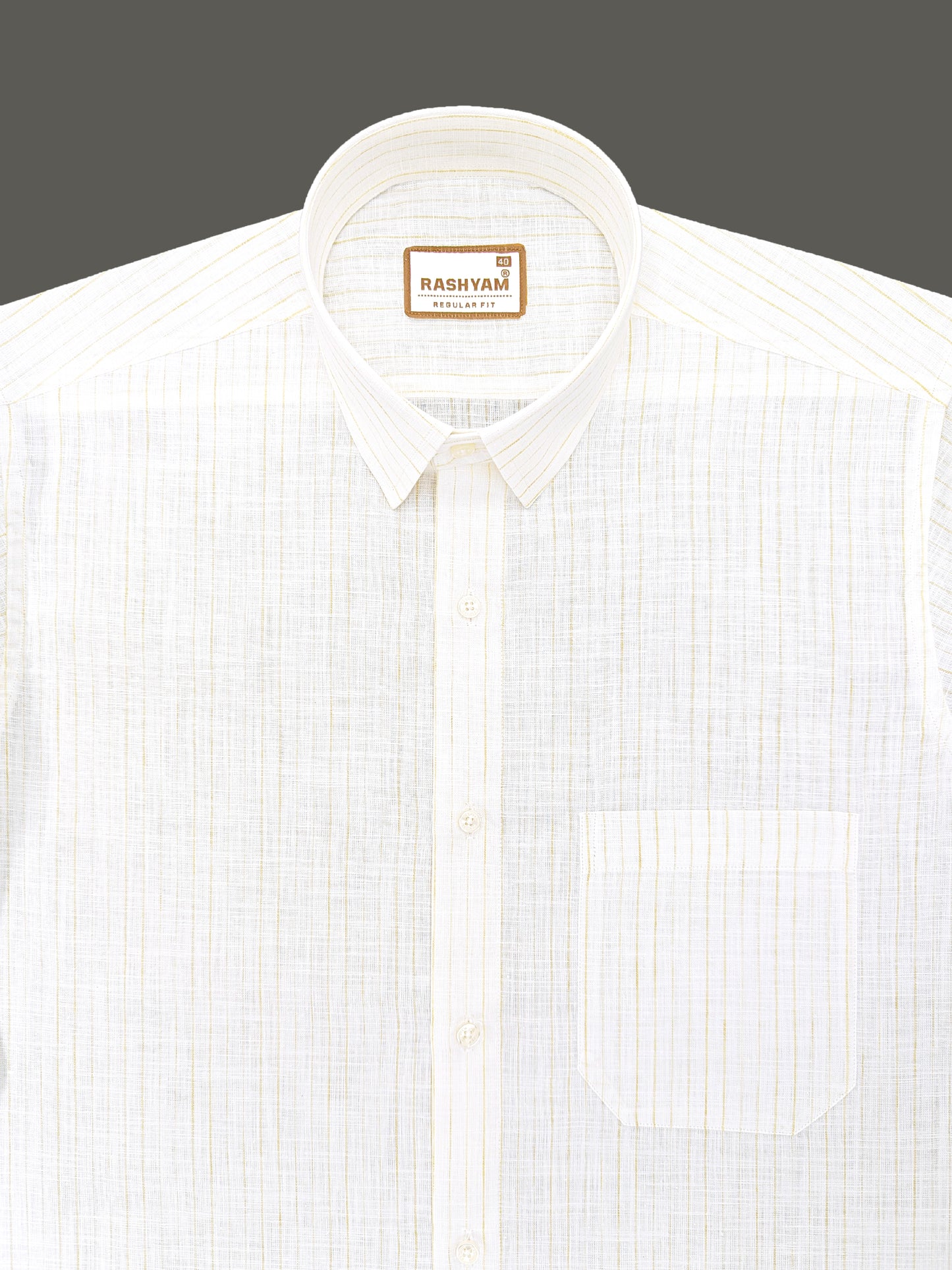 Rashyam Genoa Premium Linen Cotton Yellowish Multi Stripe Formal Shirt
