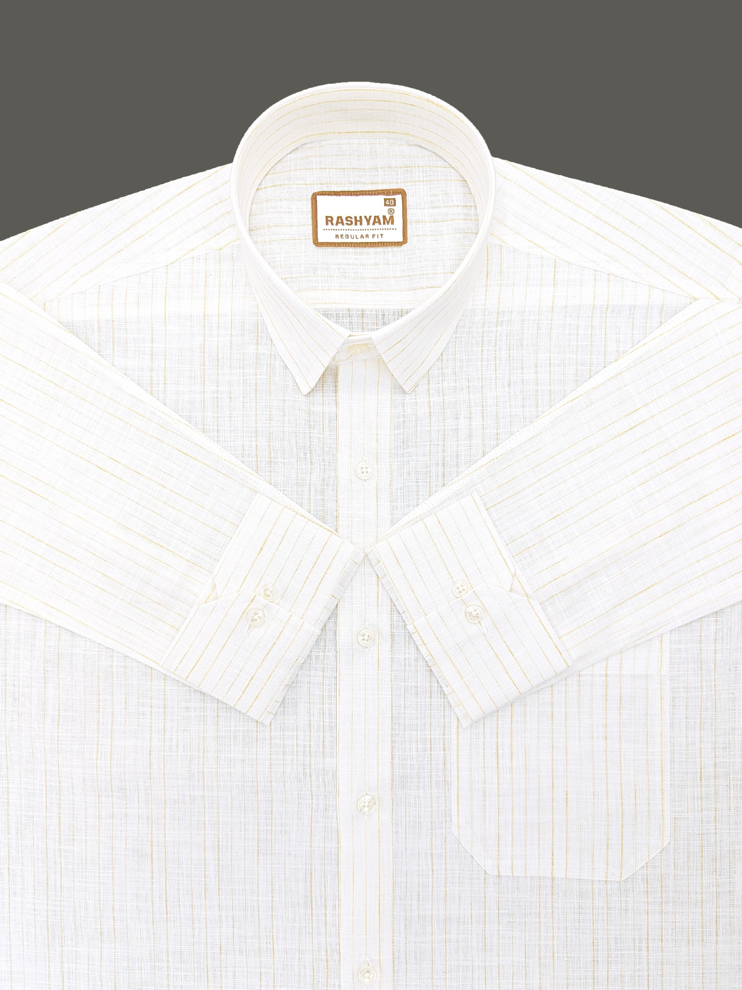 Rashyam Genoa Premium Linen Cotton Yellowish Multi Stripe Formal Shirt