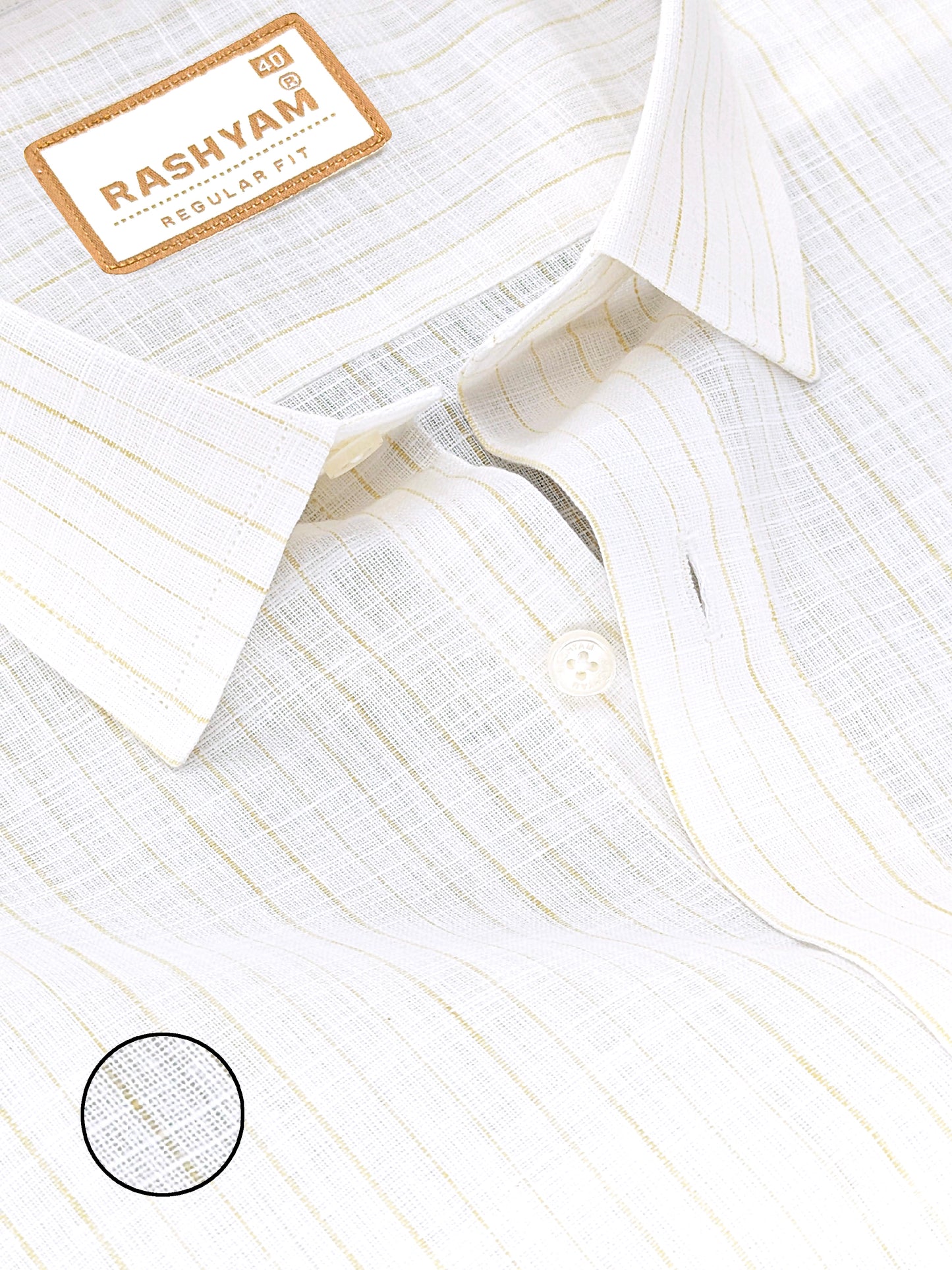 Rashyam Genoa Premium Linen Cotton Yellowish Multi Stripe Formal Shirt
