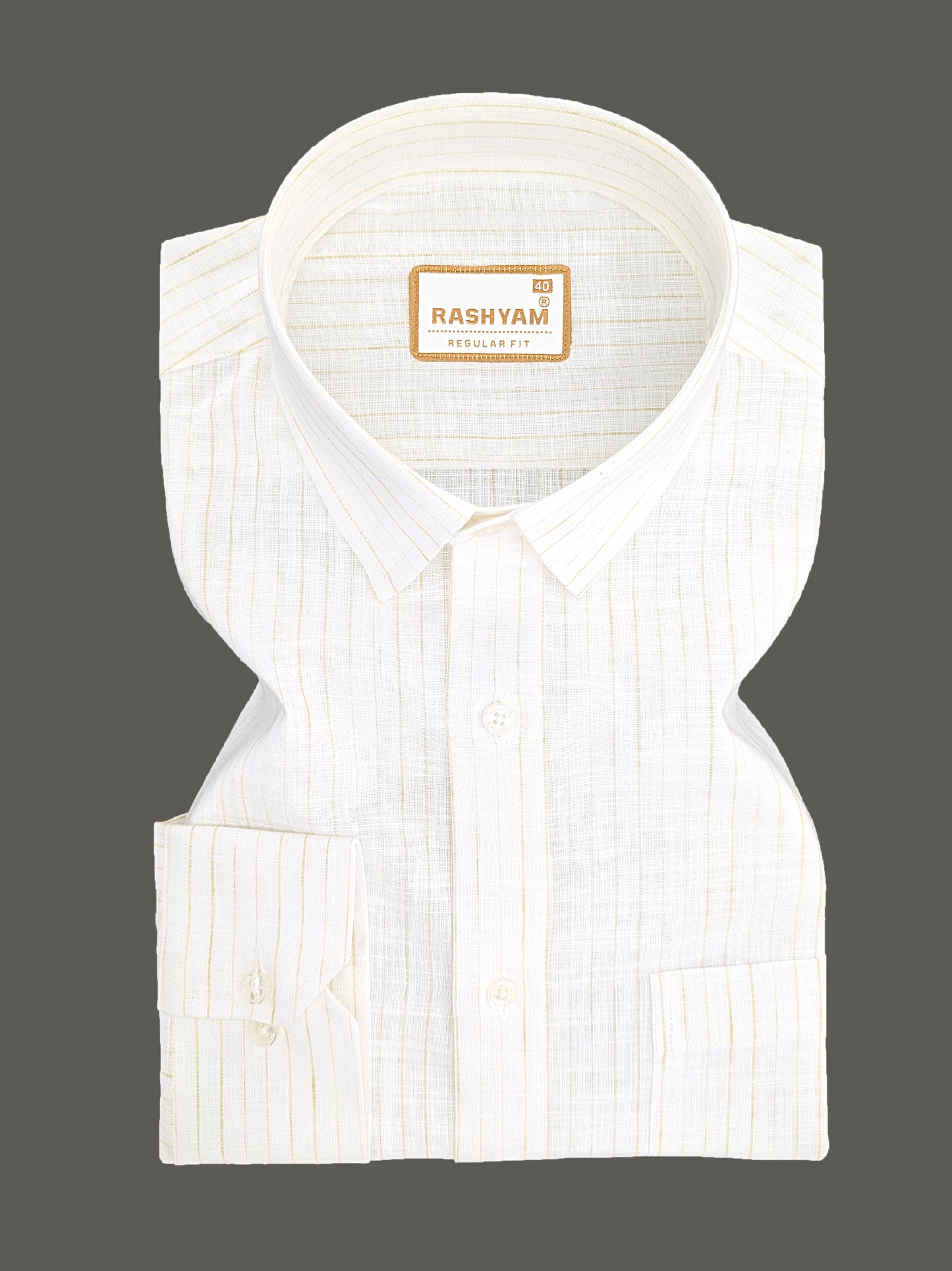 Rashyam Genoa Premium Linen Cotton Yellowish Multi Stripe Formal Shirt