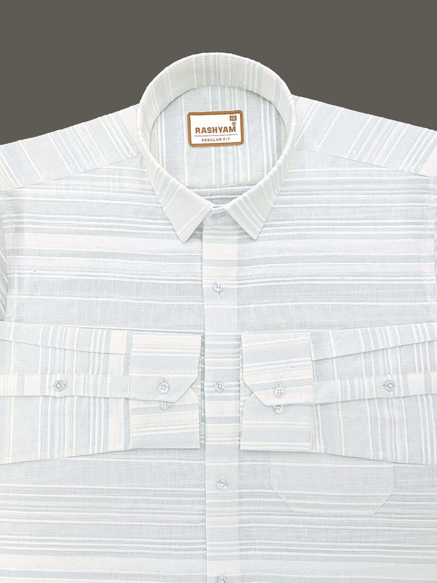 Rashyam Luxurious Linen Cotton Vista white Stripe Formal Shirt