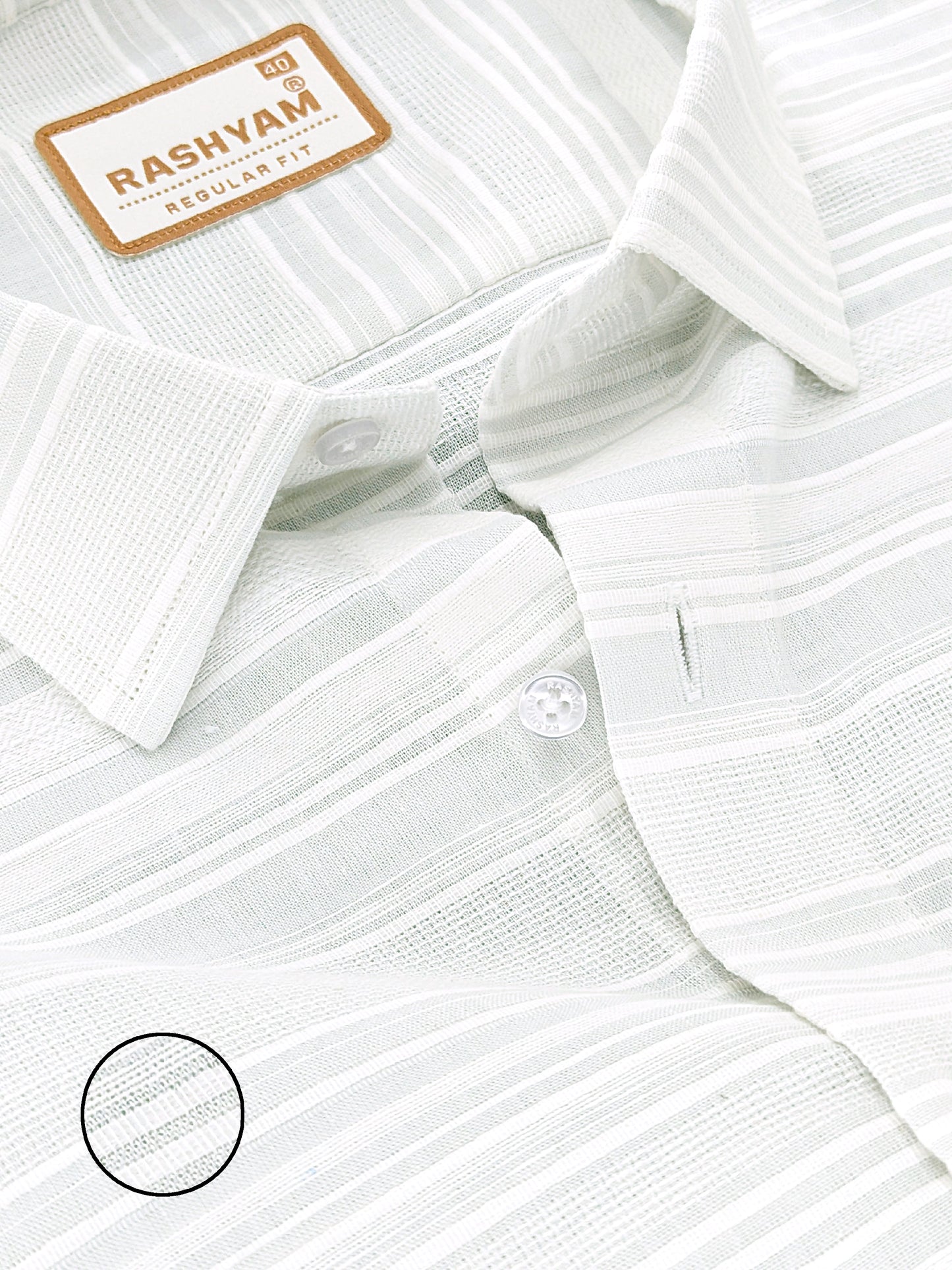 Rashyam Luxurious Linen Cotton Vista white Stripe Formal Shirt