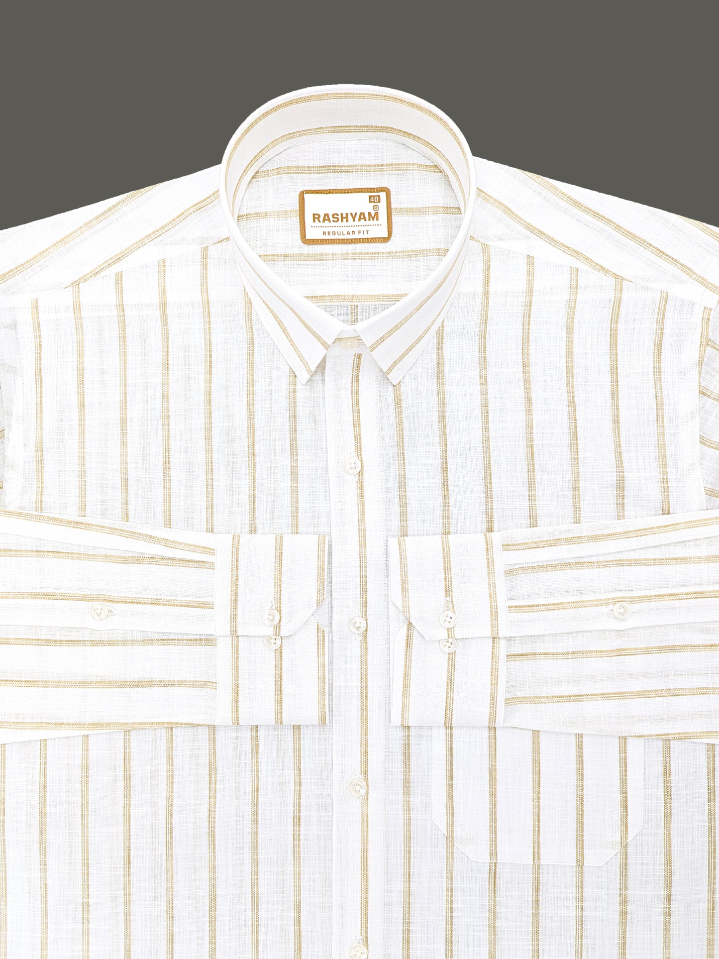 Rashyam Genoa Premium Linen Cotton Brown Classic Stripe Formal Shirt