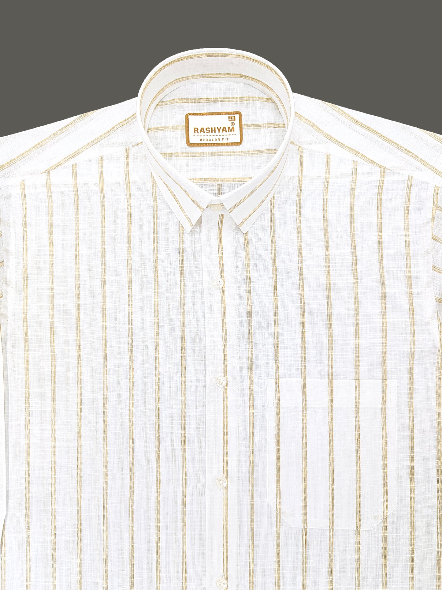 Rashyam Genoa Premium Linen Cotton Brown Classic Stripe Formal Shirt