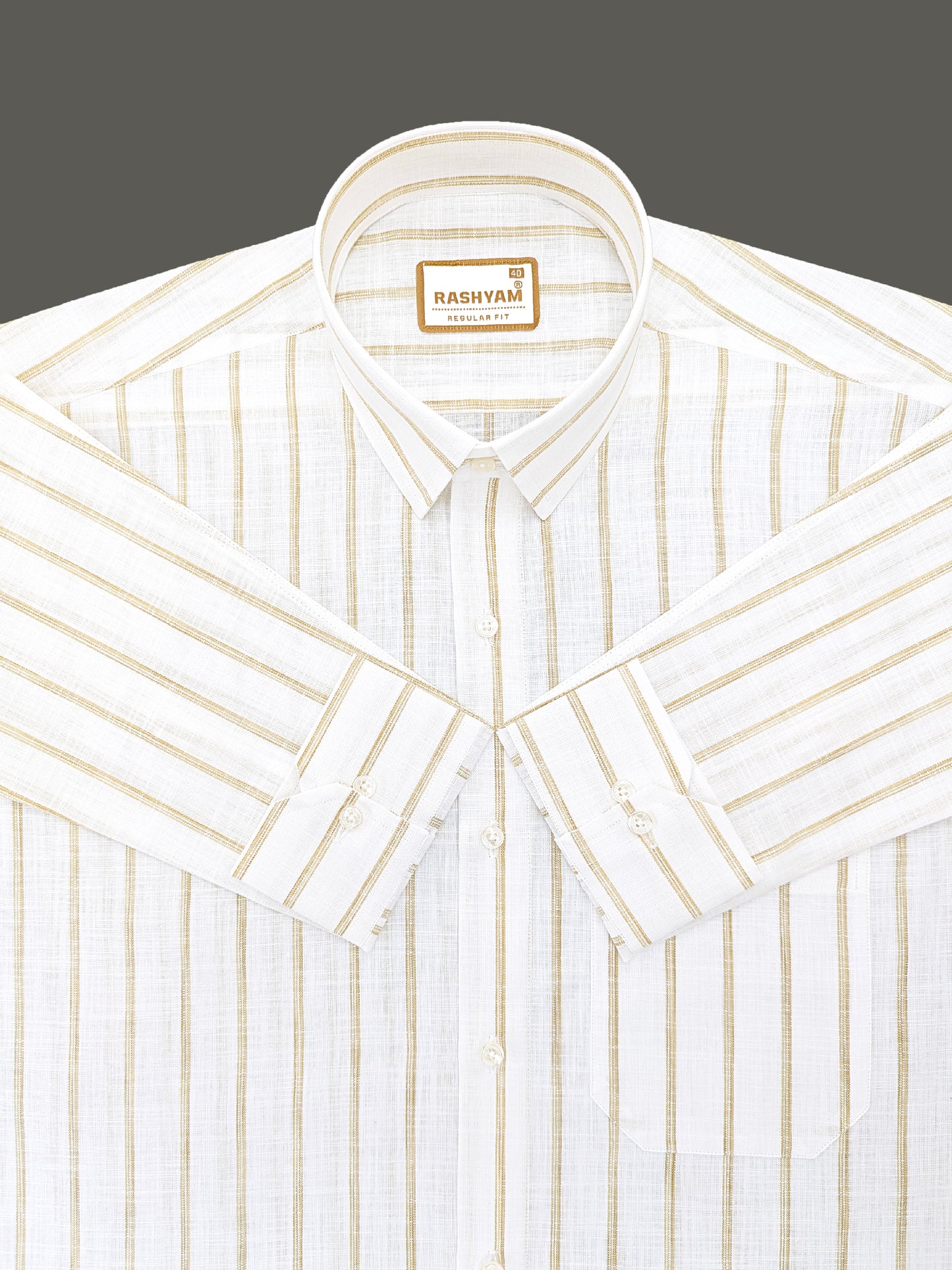 Rashyam Genoa Premium Linen Cotton Brown Classic Stripe Formal Shirt