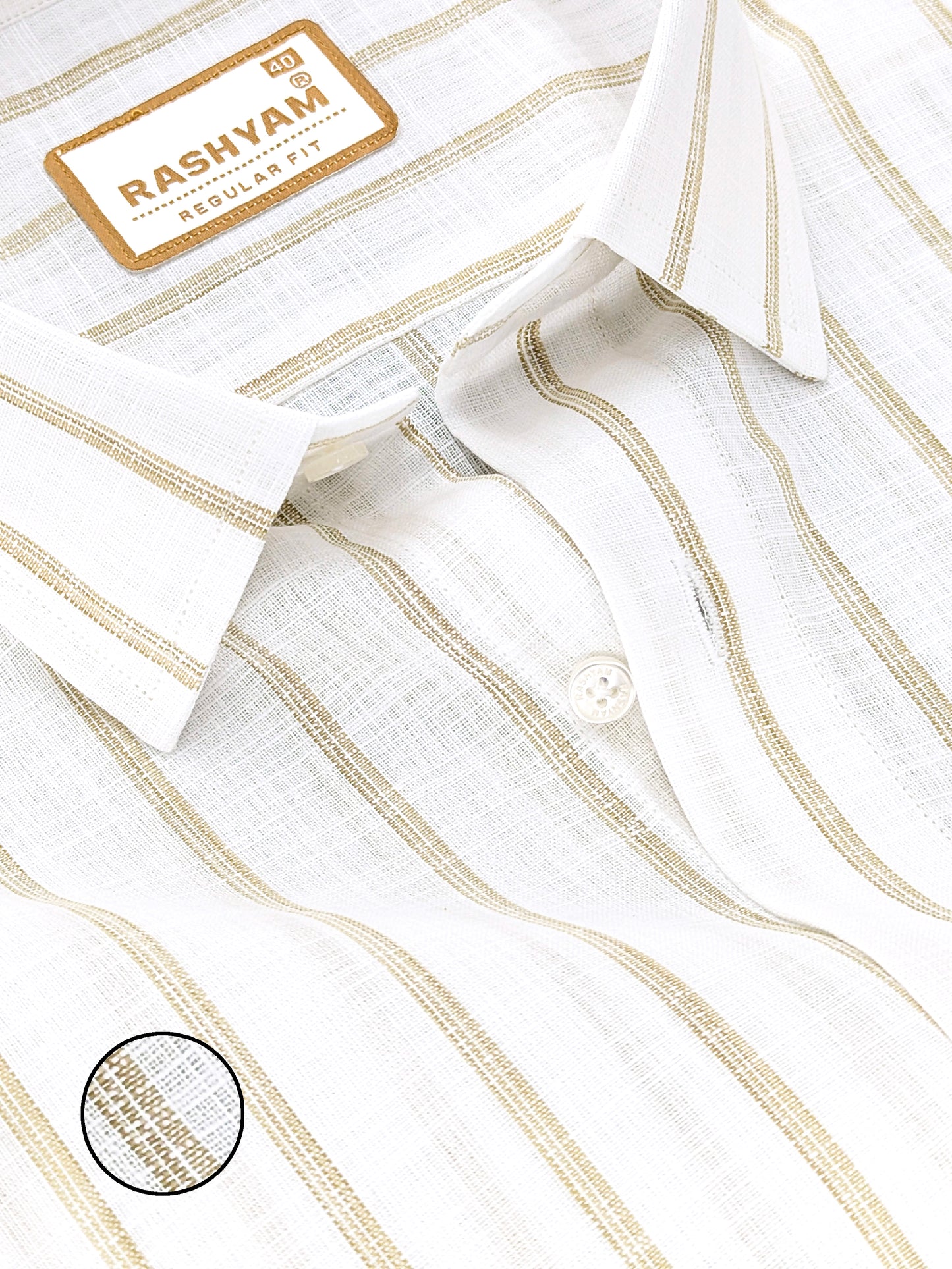 Rashyam Genoa Premium Linen Cotton Brown Classic Stripe Formal Shirt