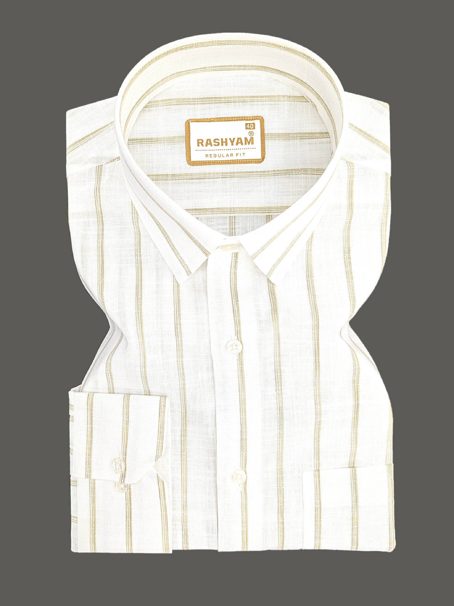 Rashyam Genoa Premium Linen Cotton Brown Classic Stripe Formal Shirt