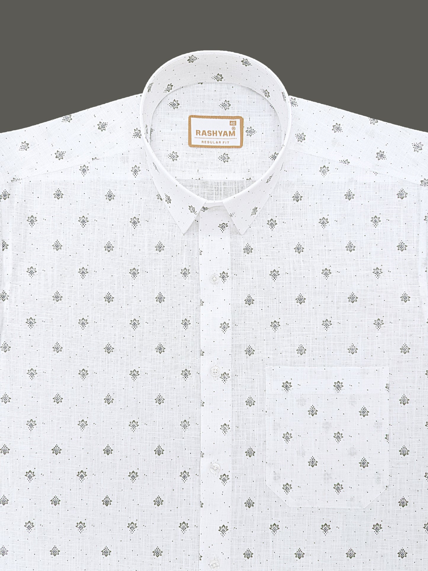 Manarola Premium Linen Cotton Grey Maple Star Print Formal Shirt