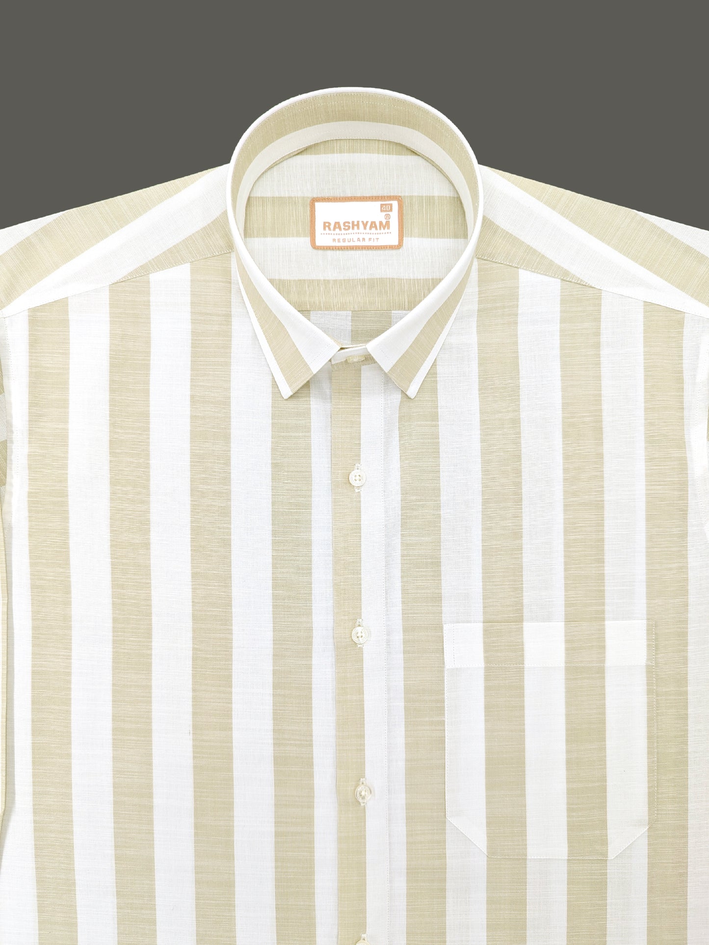 Abruzzo Premium Linen Cotton Beige And White Stripes Formal Shirt