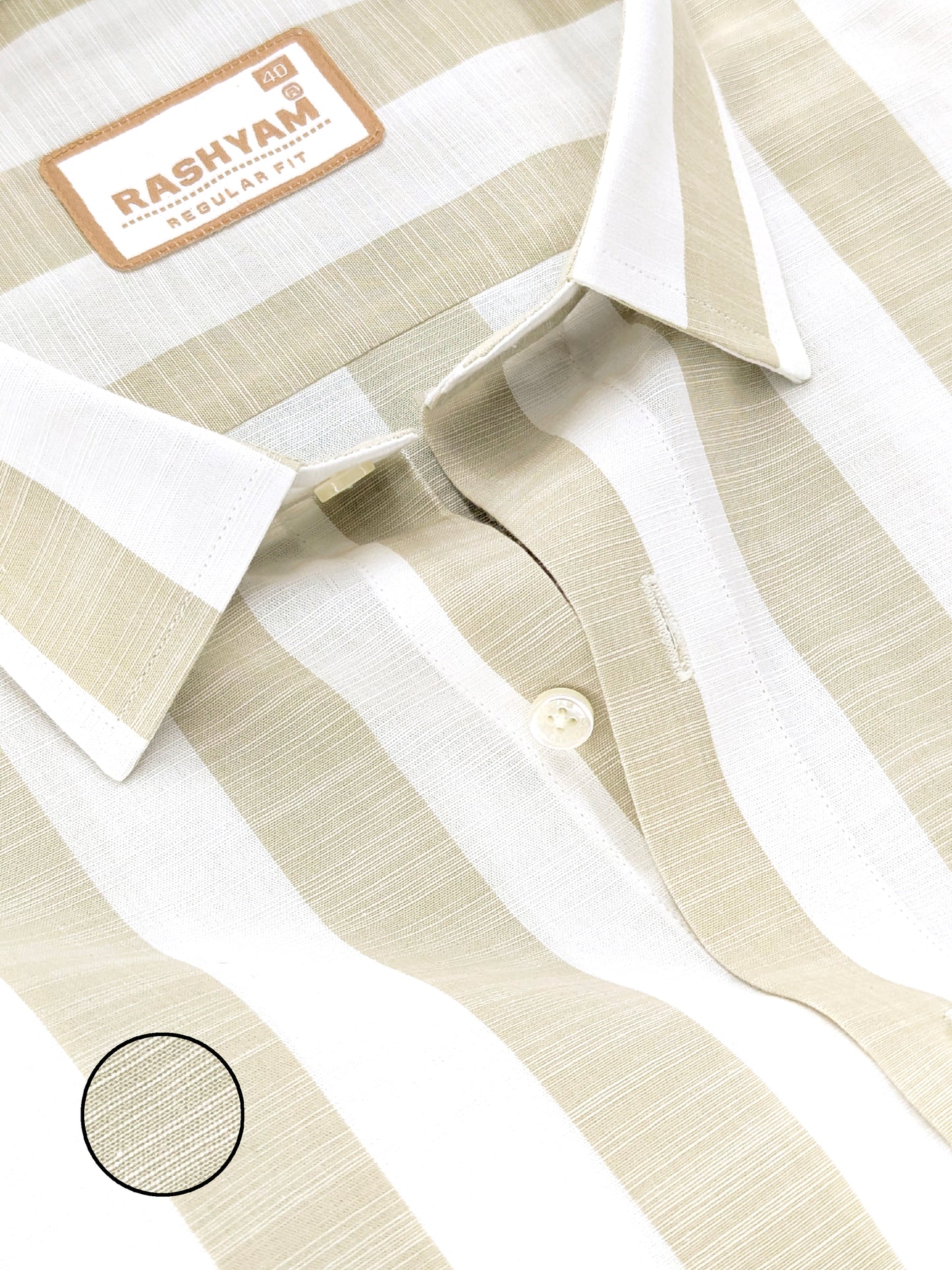 Abruzzo Premium Linen Cotton Beige And White Stripes Formal Shirt