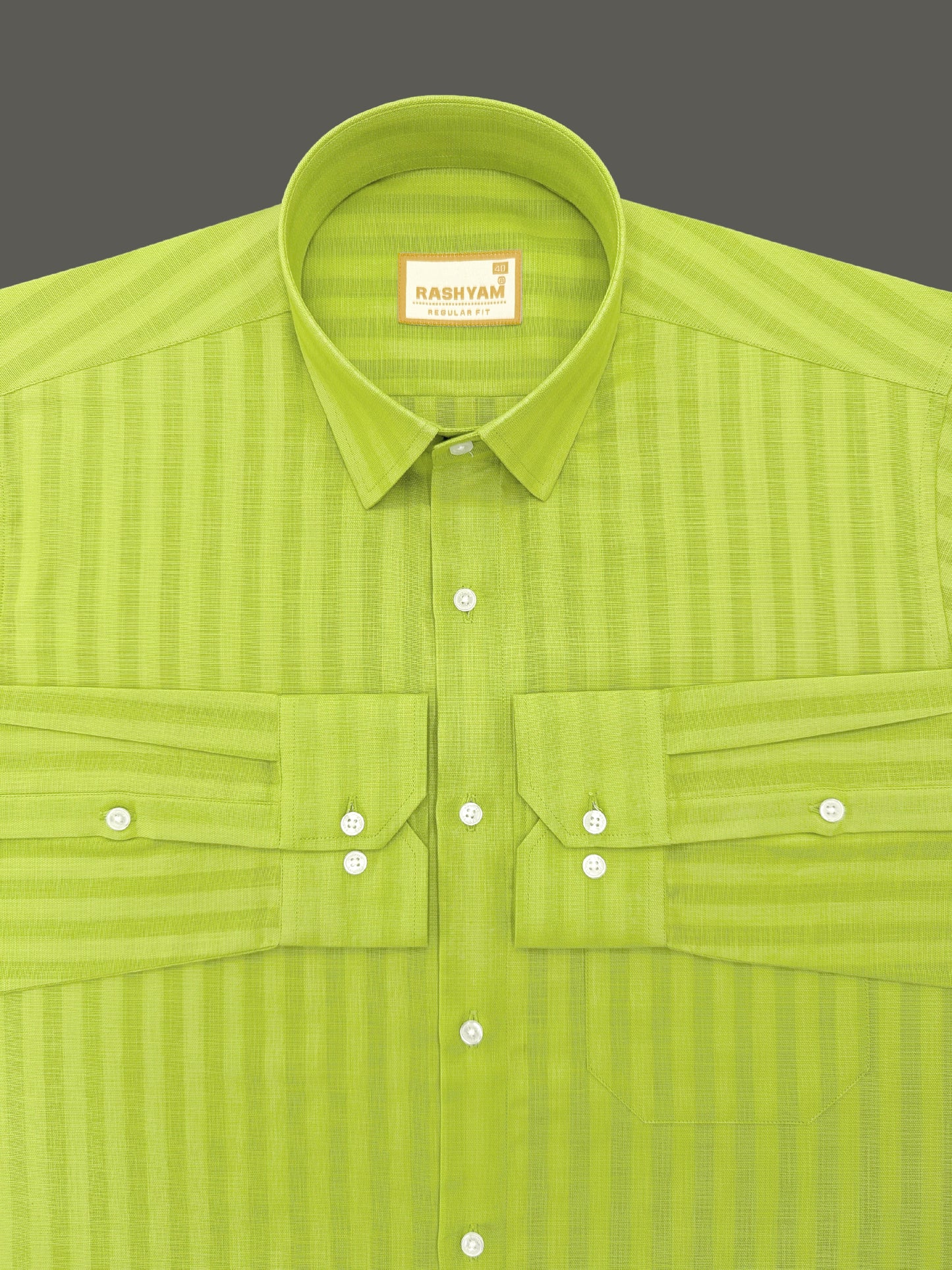 Lime Green Line Luxurious Italian Linen Shirt