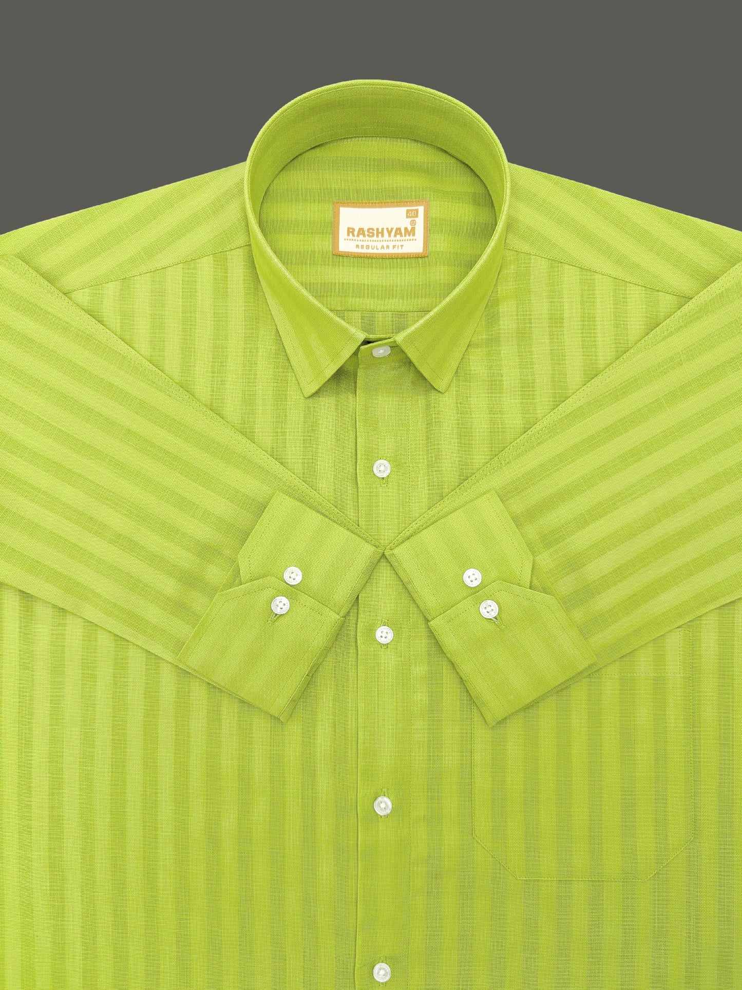 Lime Green Line Luxurious Italian Linen Shirt