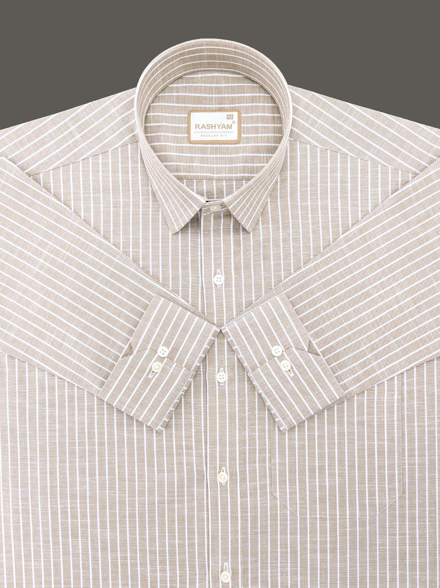 Brown With White Line Luxurious Italian Linen Shirt