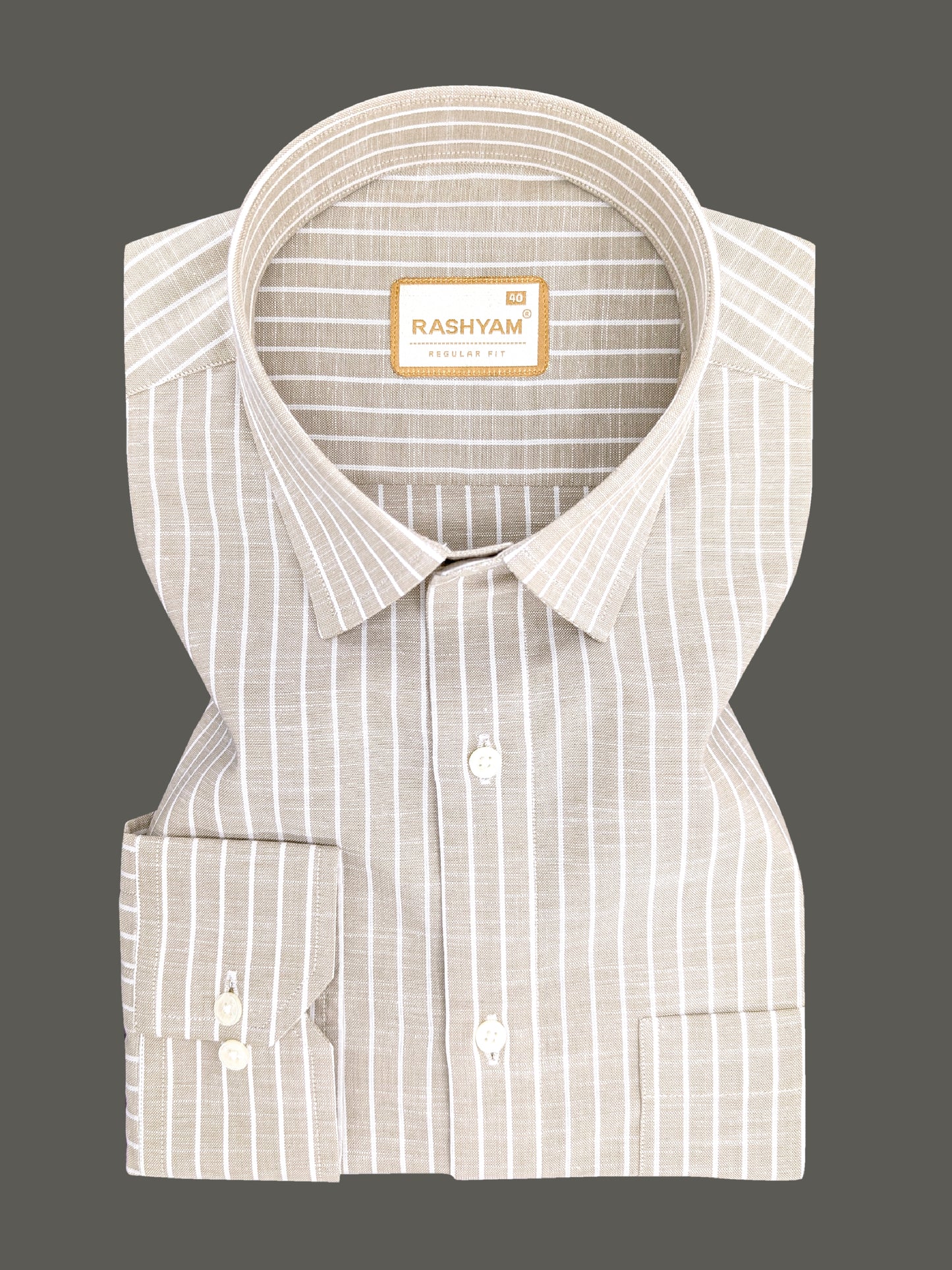 Brown With White Line Luxurious Italian Linen Shirt