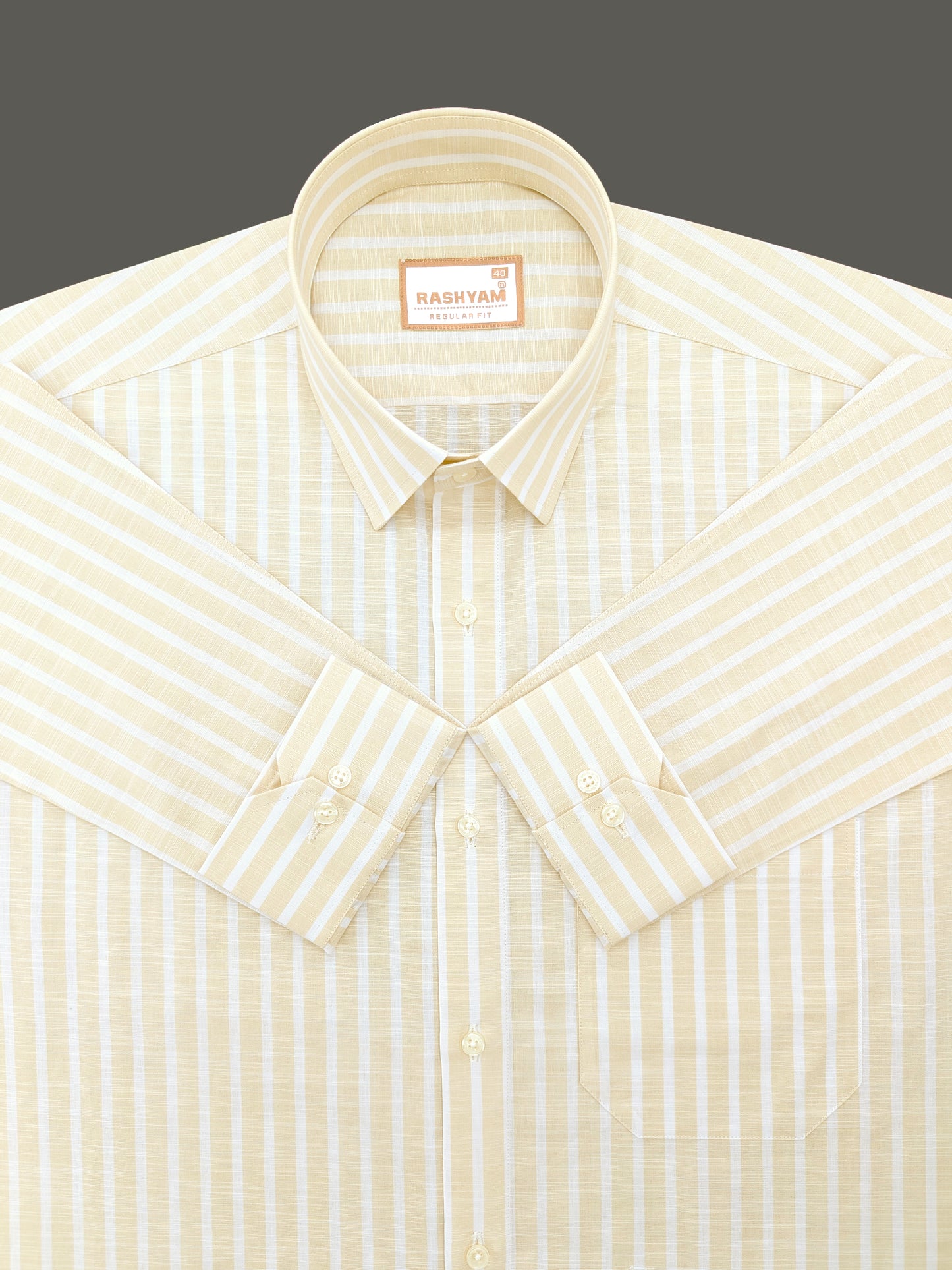 Positano Luxurious Linen Cotton Light Beige With White Line Formal Shirt