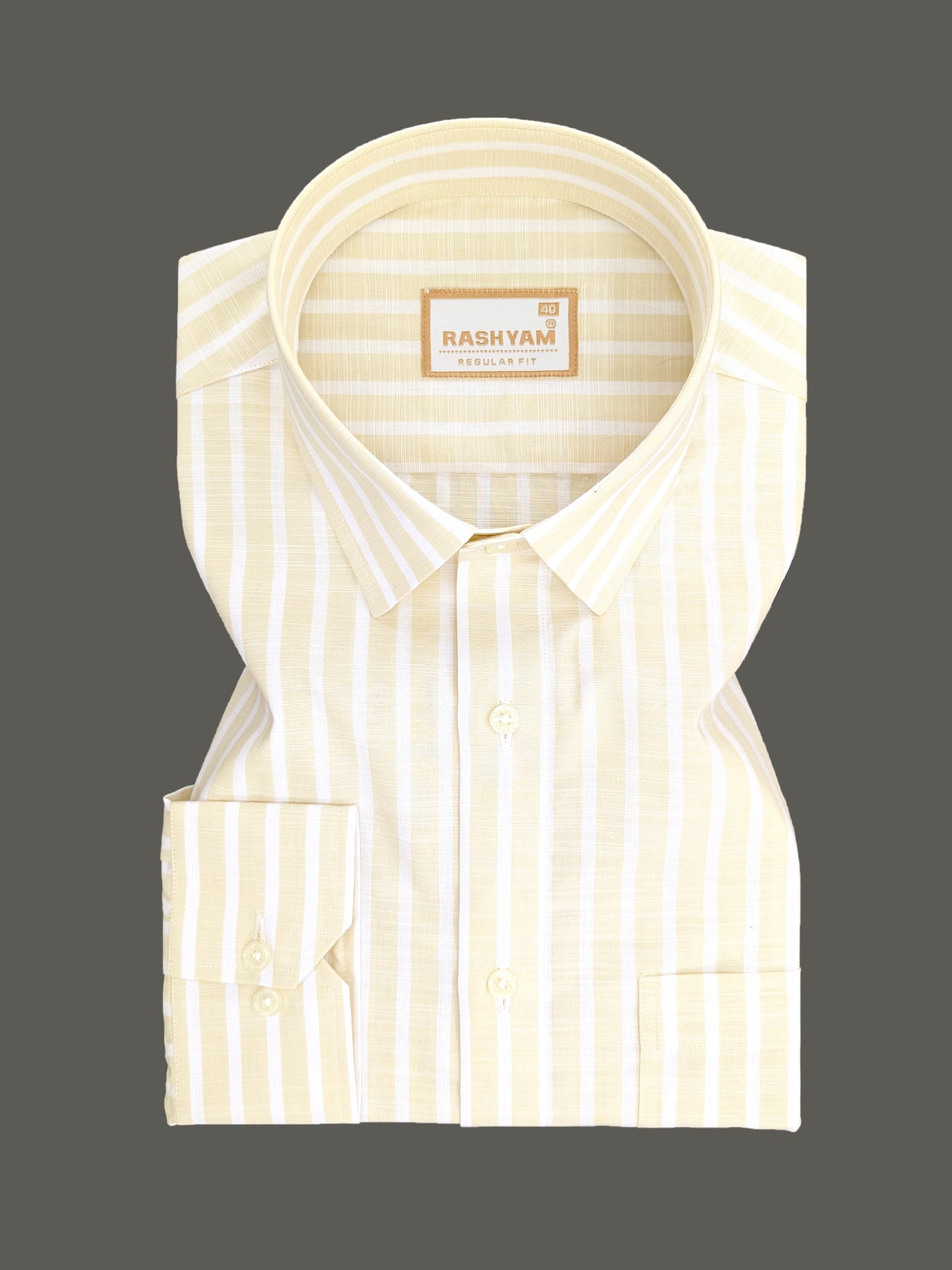 Positano Luxurious Linen Cotton Light Beige With White Line Formal Shirt