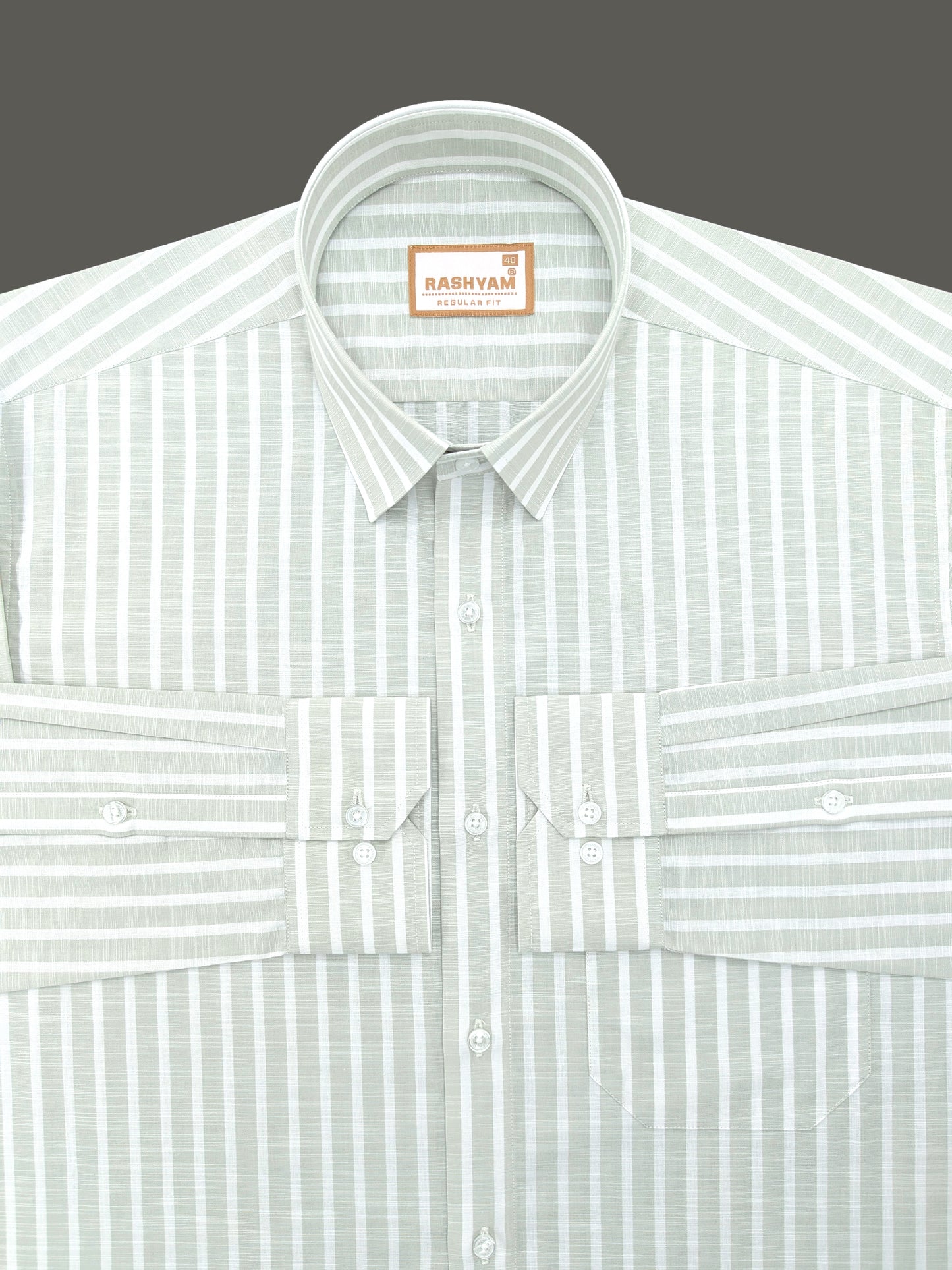 Positano Luxurious Linen Cotton Light Sage Green With White Line Formal Shirt
